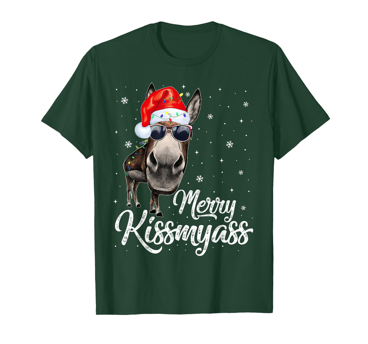 Merry Kissmyass Donkey Sarcastic Xmas Funny Pajama Christmas T-Shirt