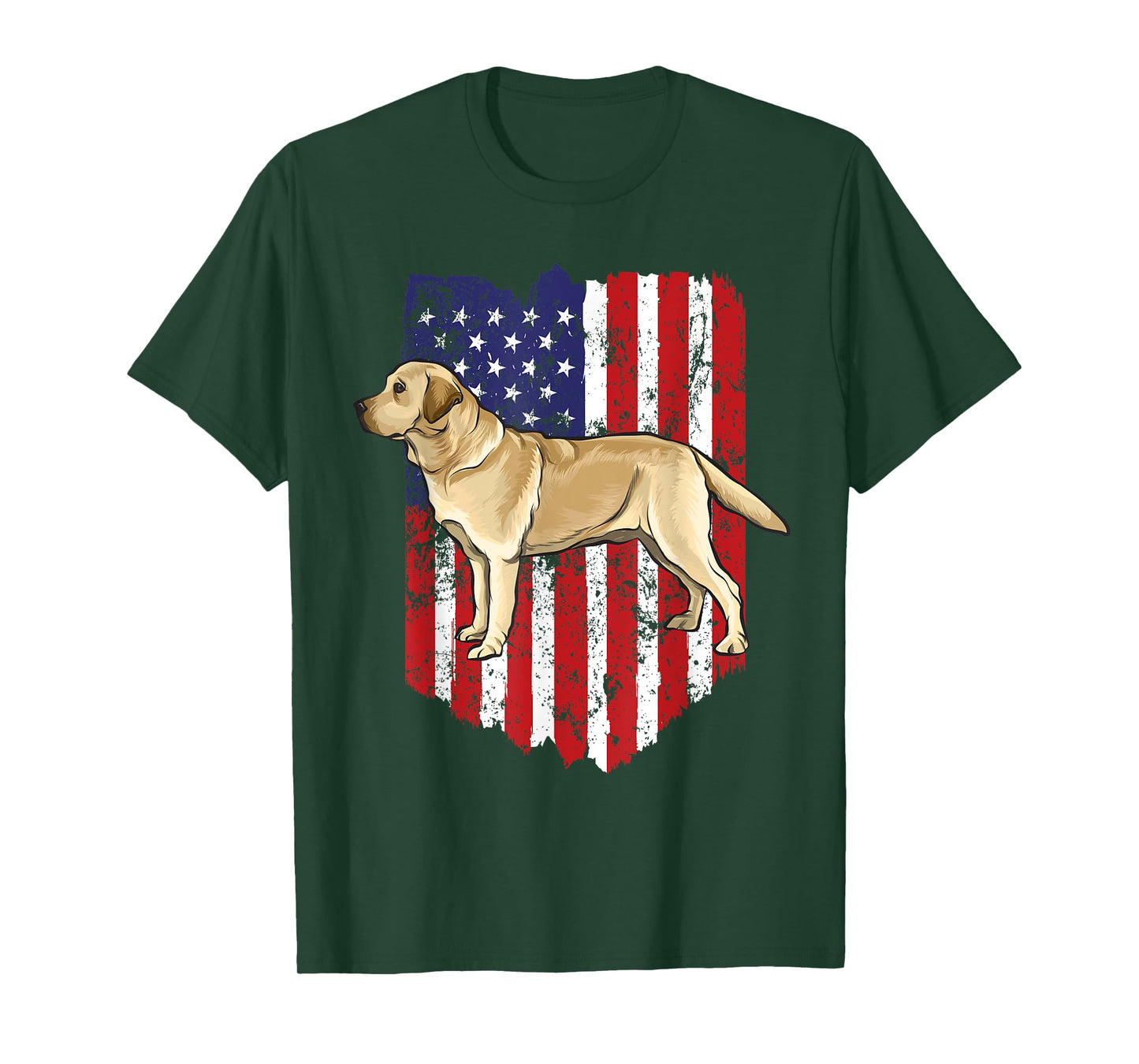 American Flag Yellow Labrador Retriever 4th Of July USA T-Shirt