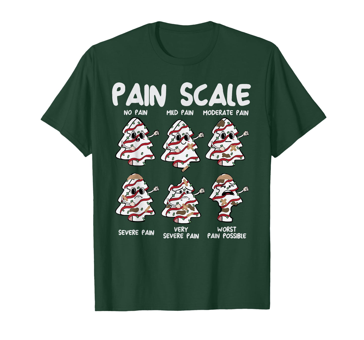 Funny Pain Scale Christmas Nurse Xmas Tree Cakes Pajamas T-Shirt