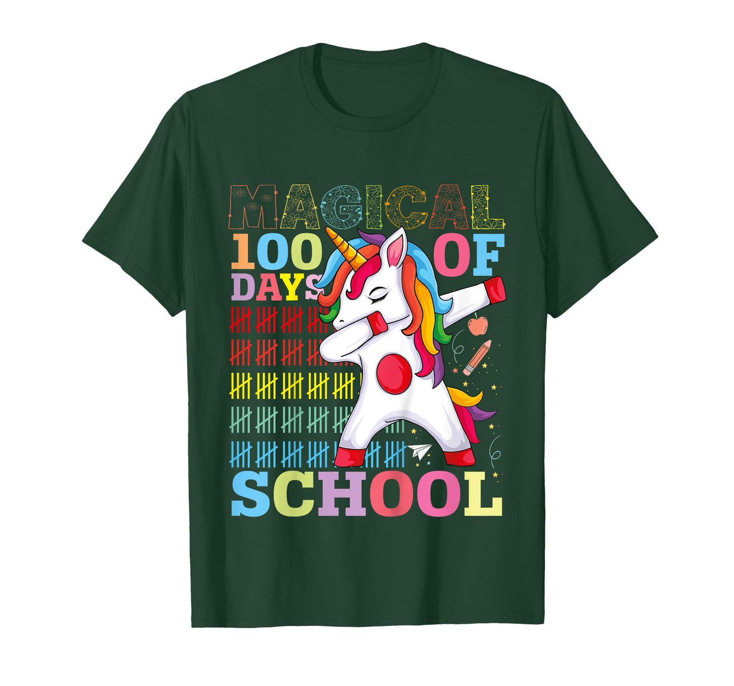 Unicorn Magical 100th Day of School Gift Boys Girls Kids T-Shirt