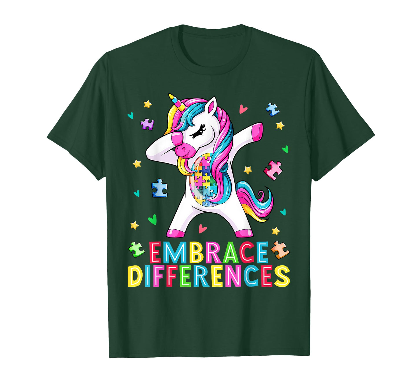 Funny Autism Awareness Cute Dabbing Unicorn Women Kids Girls T-Shirt