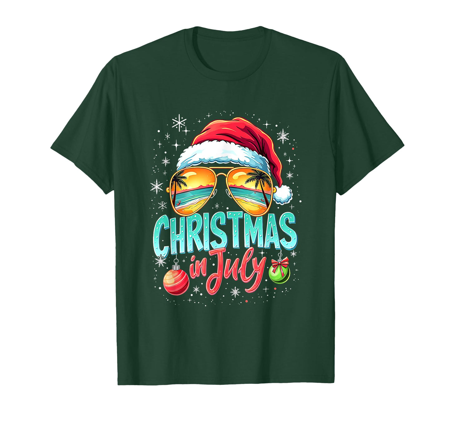 Beach Christmas in July Santa Claus Sunglasses Men Women T-Shirt