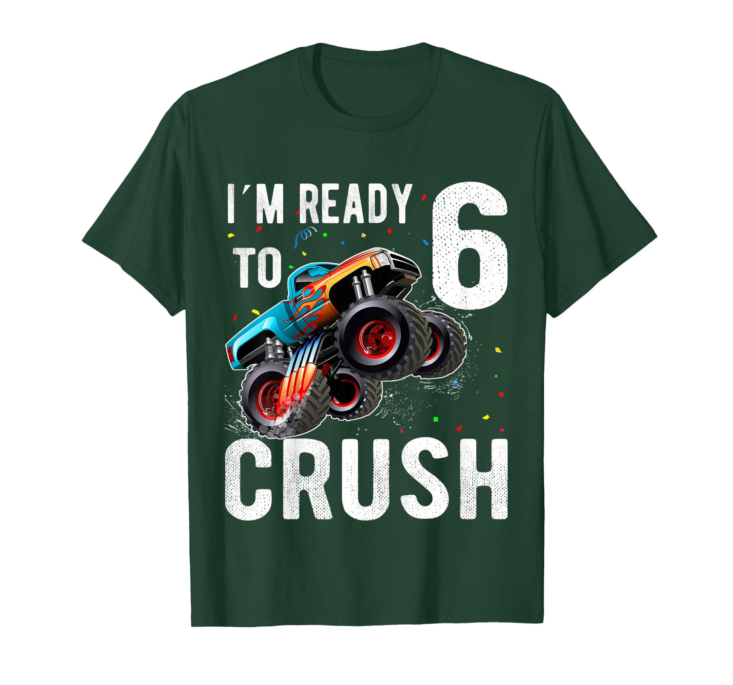 Kids Monster Trucks 6th Birthday Party Shirt Six Years old Boys T-Shirt