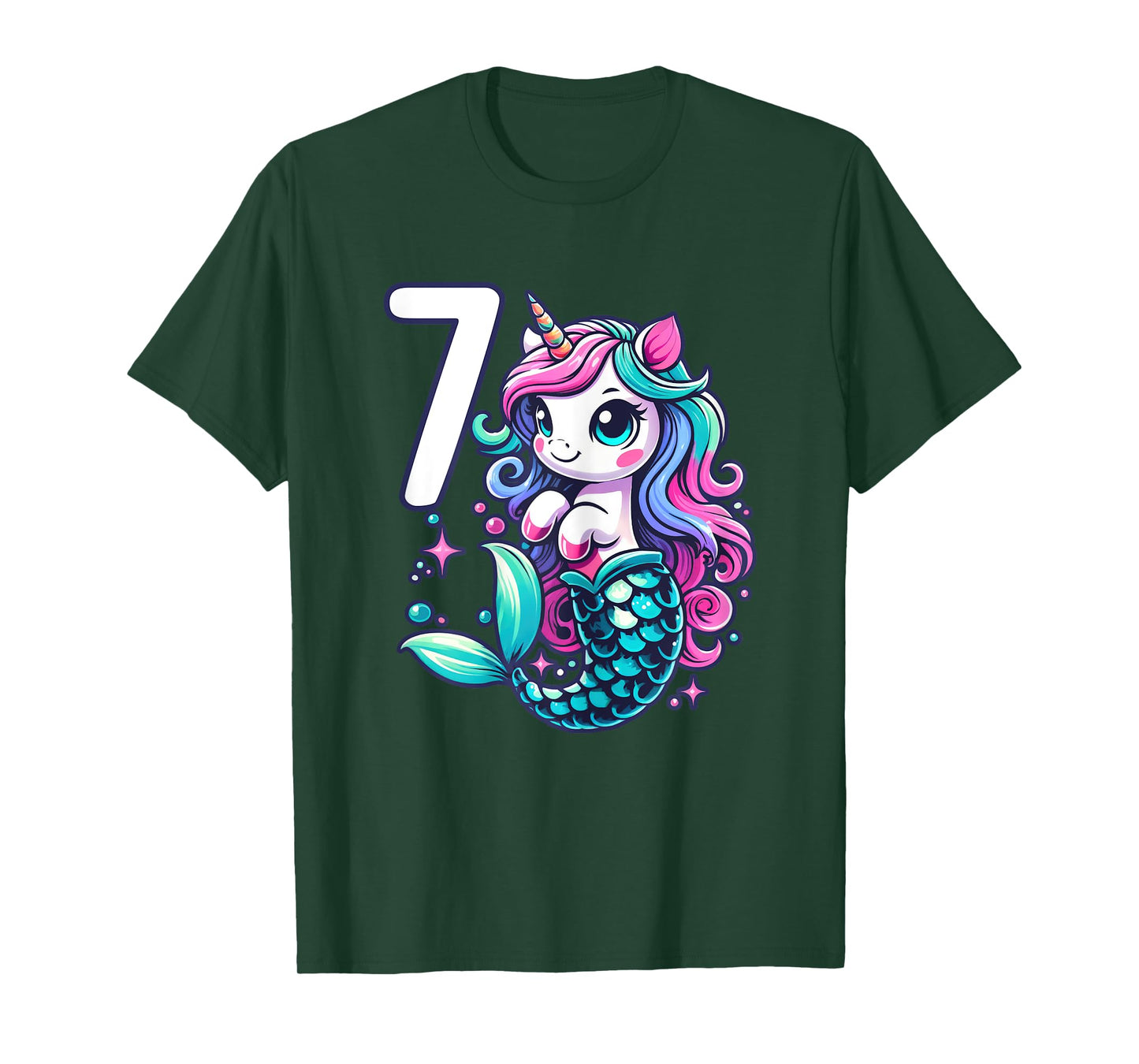 Unicorn Mermaid 7th Birthday 7 Year Old Party Girls Outfit T-Shirt