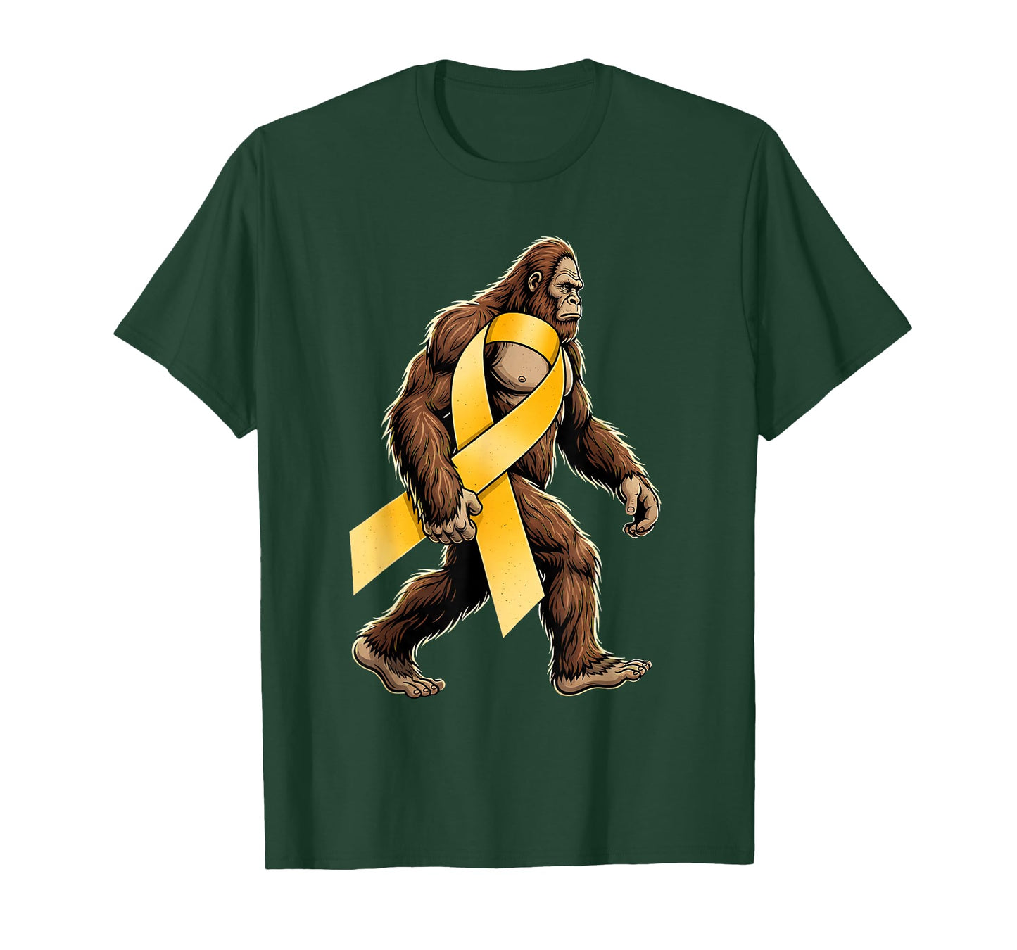 Bigfoot Sasquatch Childhood Cancer Awareness Gold Ribbon Boy T-Shirt
