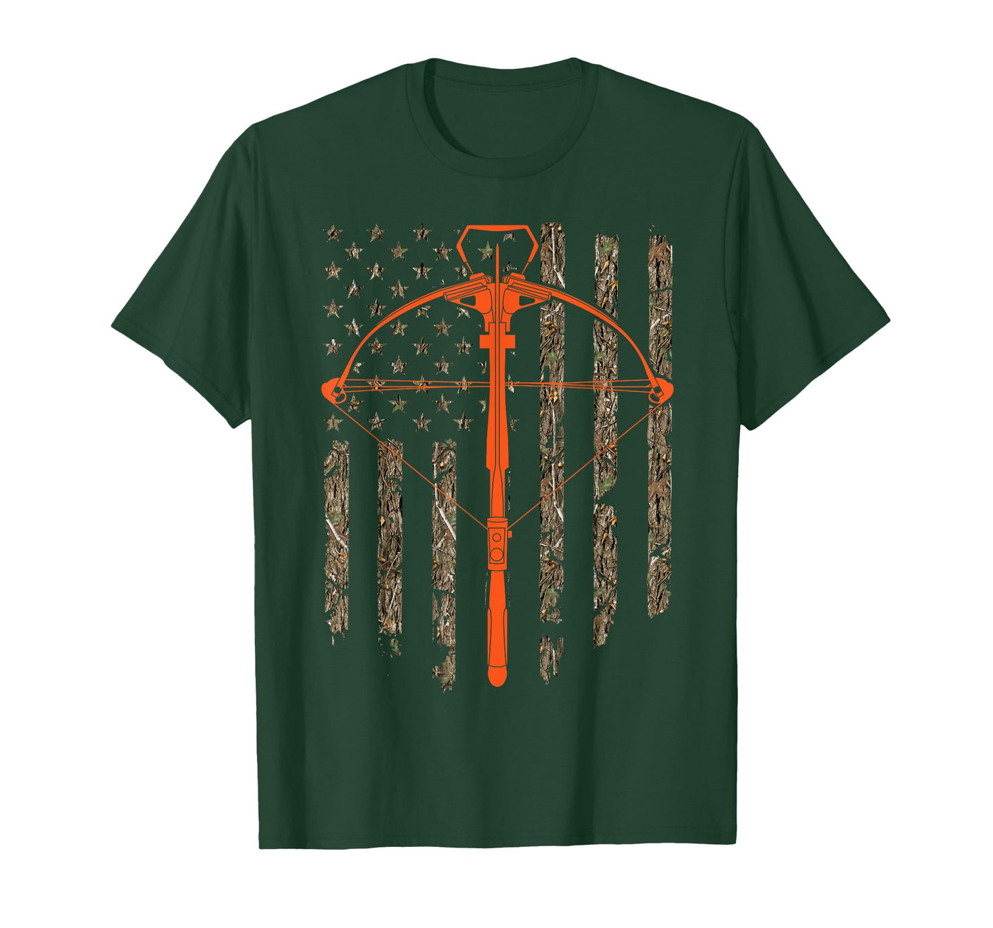 Crossbow Archery Bow Hunting Camo American Flag Distressed T-Shirt for Women Men