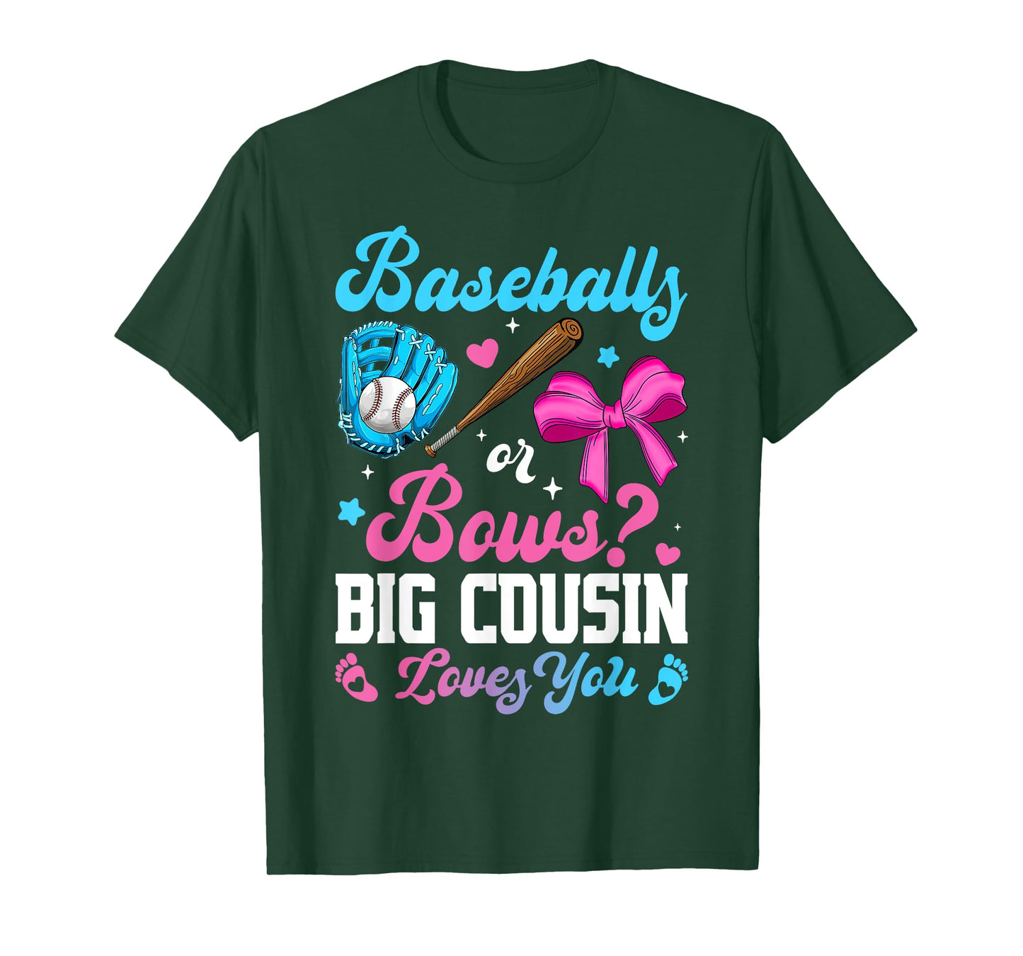 Baseball Or Bows Big Cousin Loves You Funny Gender Reveal T-Shirt