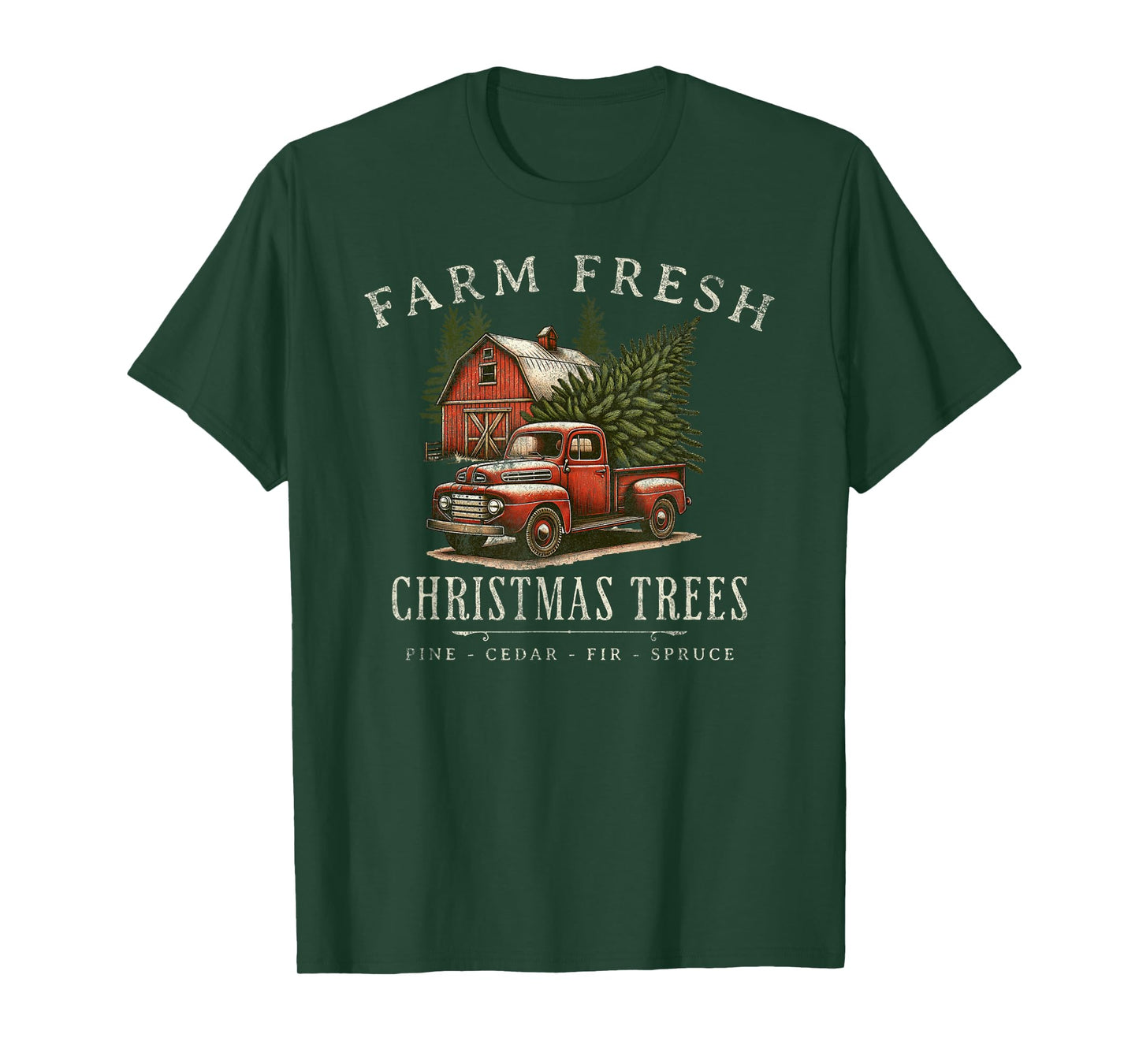 Willow Grove Designs Unisex-Adults, Unisex-Kids Christmas Holiday T-Shirt - Black, Small - Rustic Farmhouse Vintage Truck - Short Sleeve - Crew Neck - Solid - Pull On - 1 Count