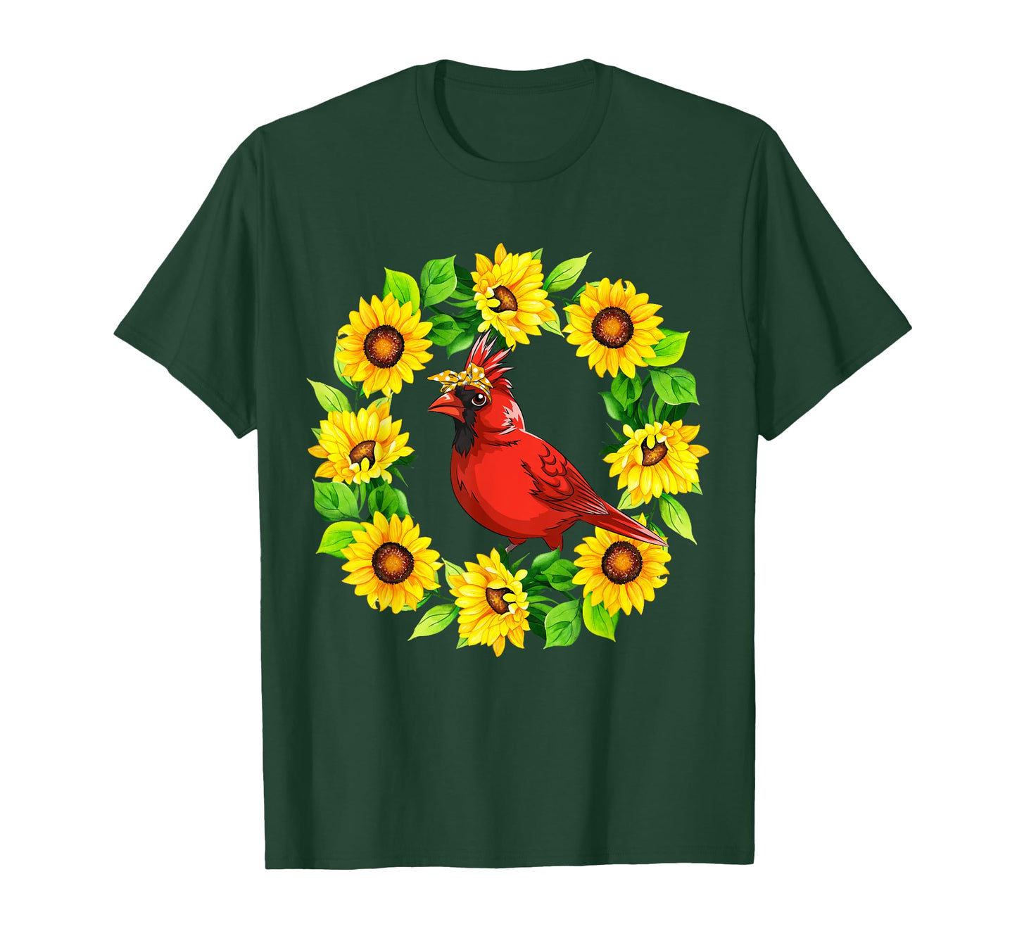 Cardinal Bird Bow Tie In Sunflowers Circle Animal Lover Kids T-Shirt