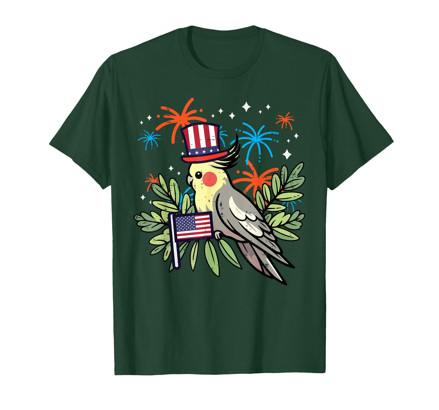 4th Of July Bird Cockatiel Independence Men Women Kids T-Shirt