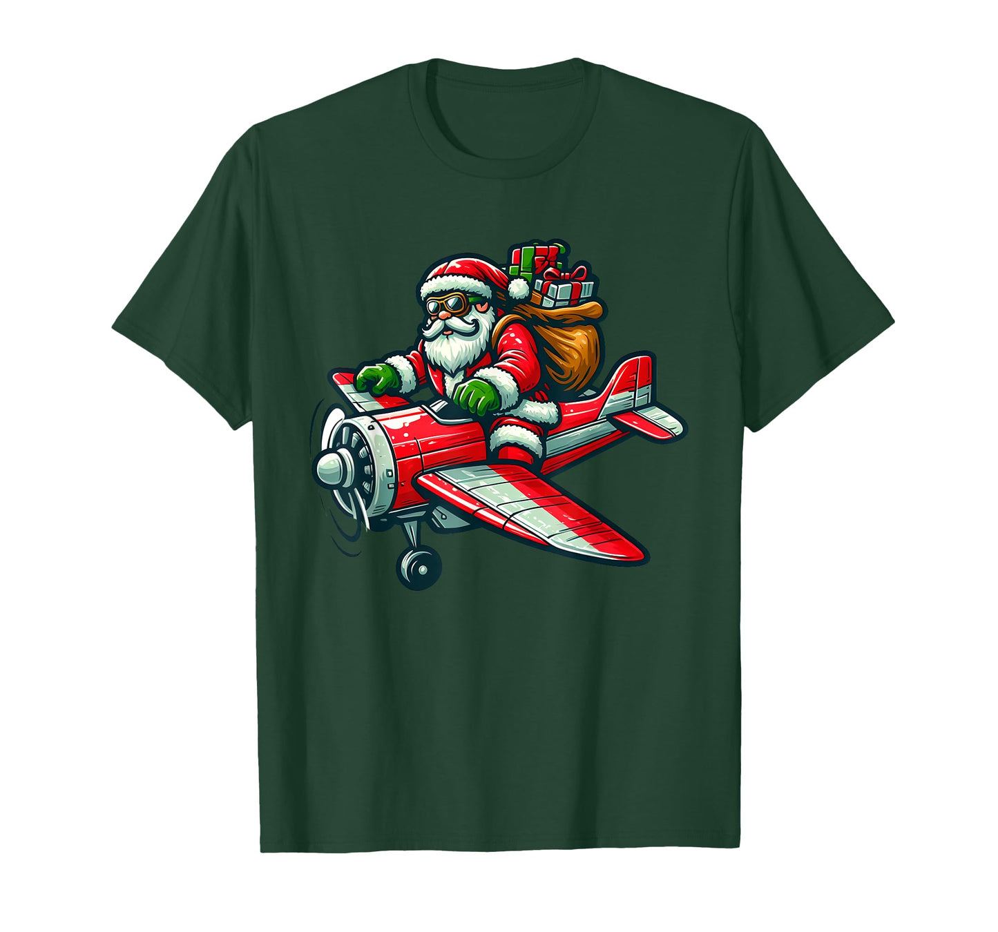 Santa Claus Flying Airplane Christmas Pajama Toddler Kids T-Shirt