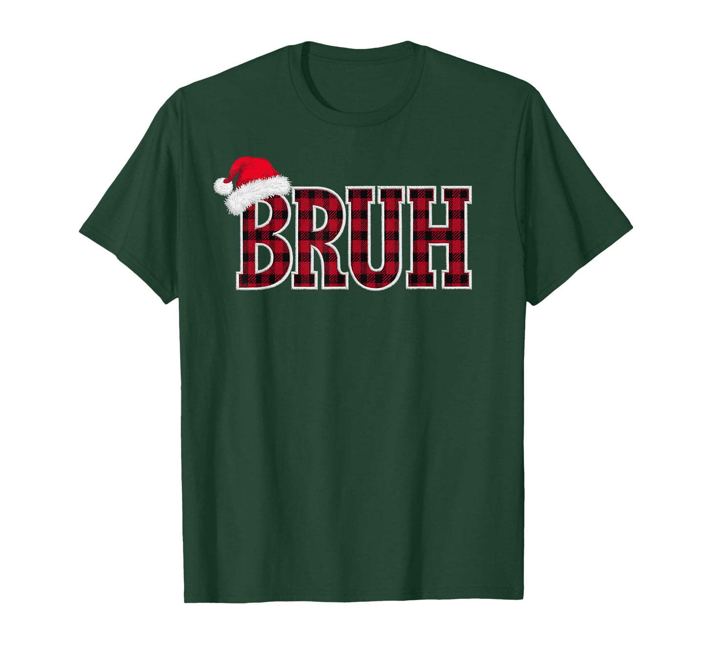 Bruh Funny Christmas Plaid Xmas Pajamas Teens Boys Kids T-Shirt
