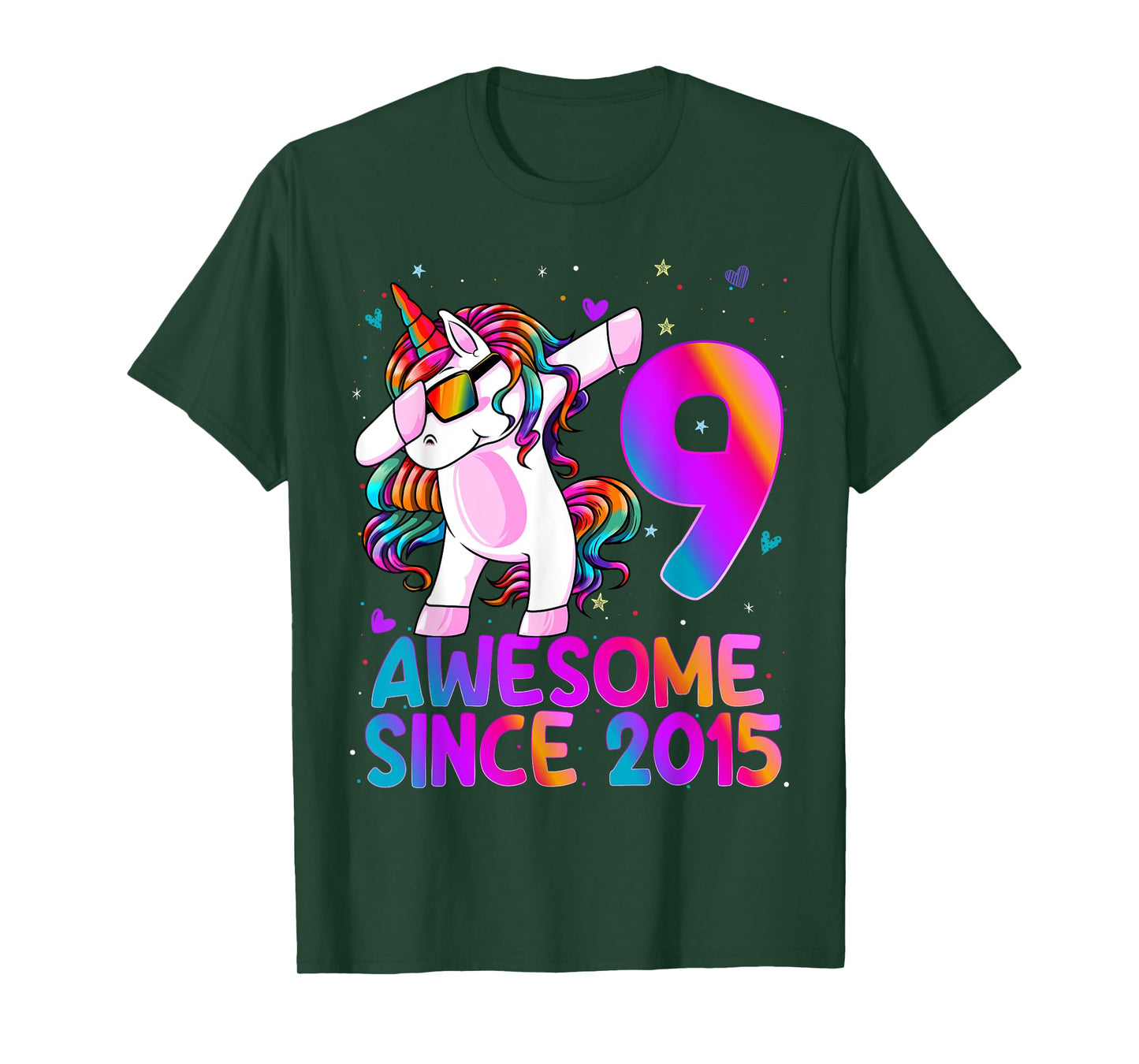 Dabbing Unicorn 9 Year Old 9th Birthday Girl Unicorn Party T-Shirt