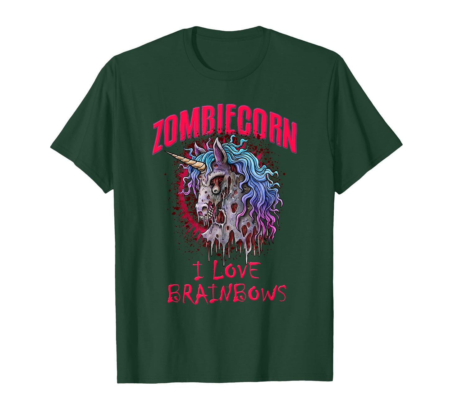 Zombie Unicorn I Love Brainbows Punk Gothic Goth Halloween T-Shirt
