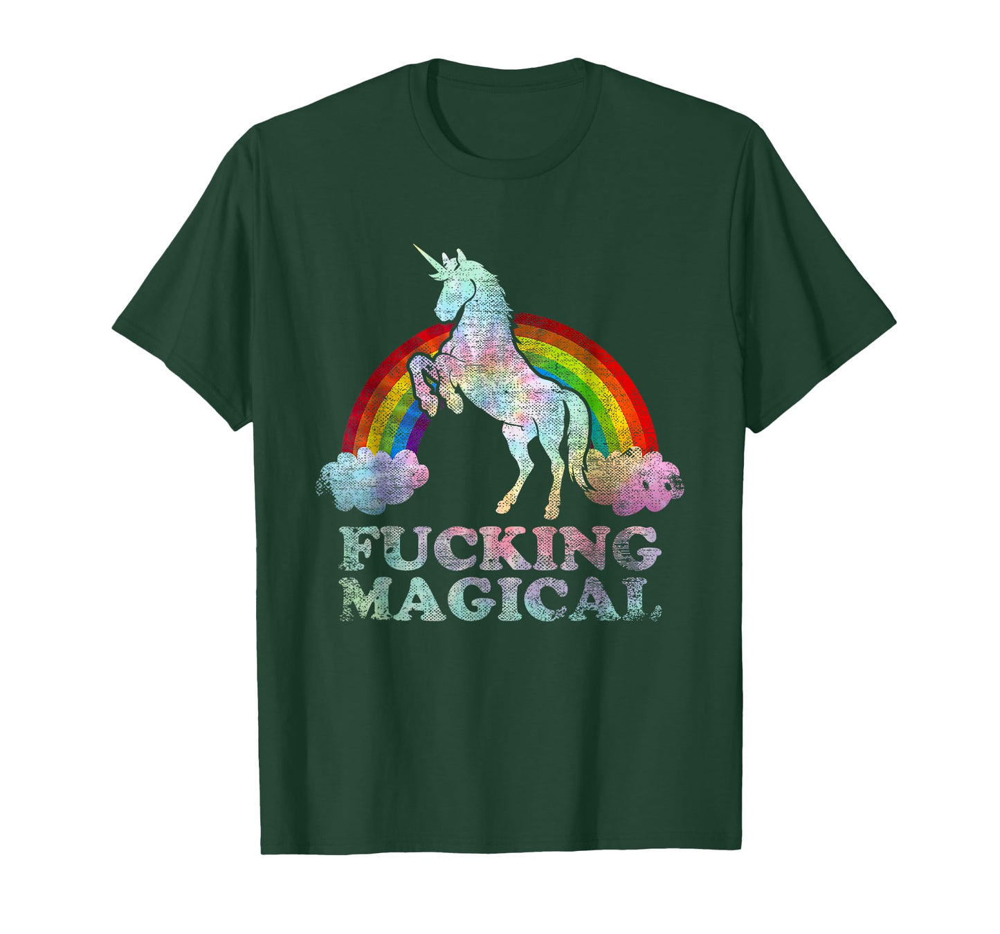 Funny Retro adult humour Fucking Magical Unicorn Tie Dye T-Shirt