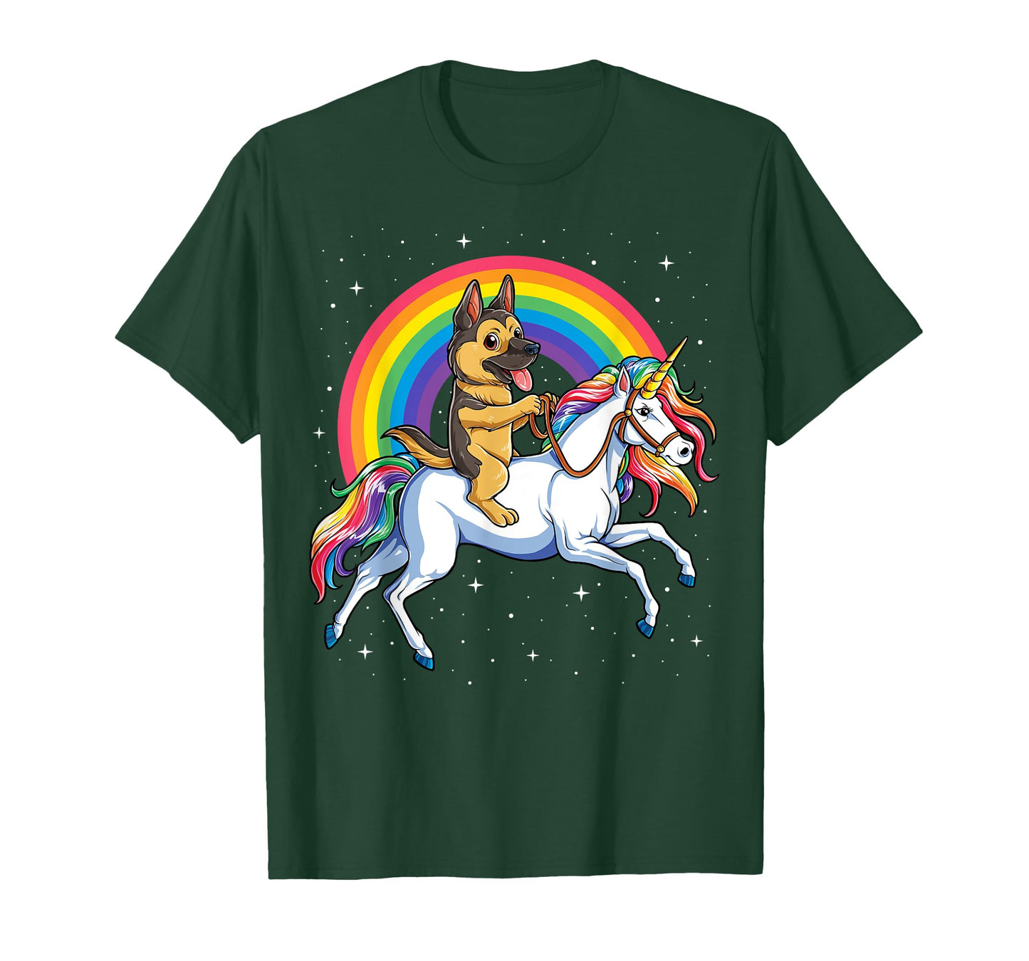German Shepherd Unicorn T shirt Girls Space Galaxy Rainbow T-Shirt
