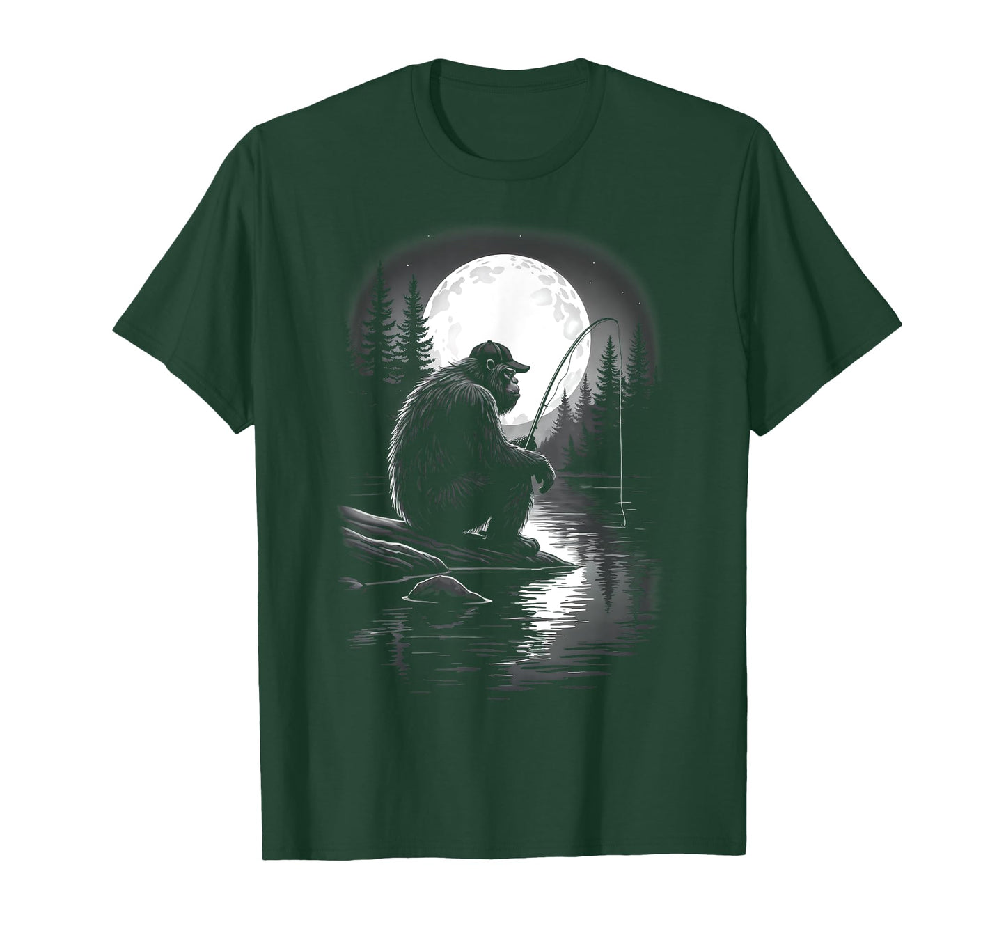 Bigfoot Fishing Sasquatch Funny Fisherman Bigfoot T-Shirt