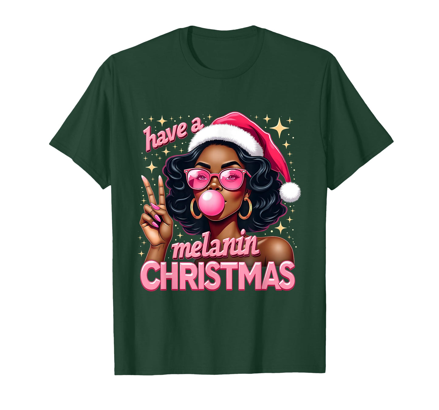Have A Melanin Christmas Black African American Woman T-Shirt
