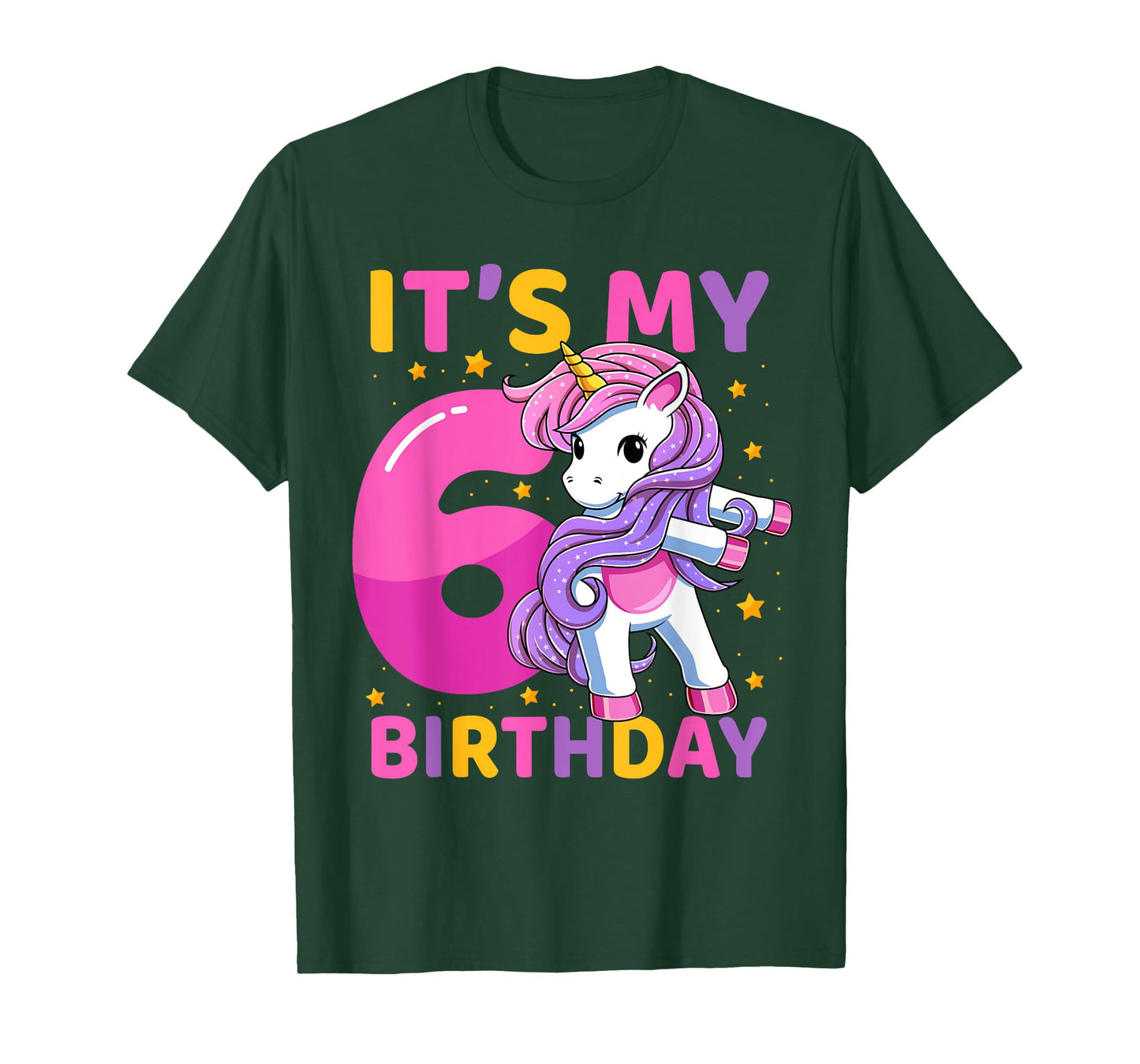 6 Years Old Unicorn Flossing 6th Birthday Party Girls Kids T-Shirt