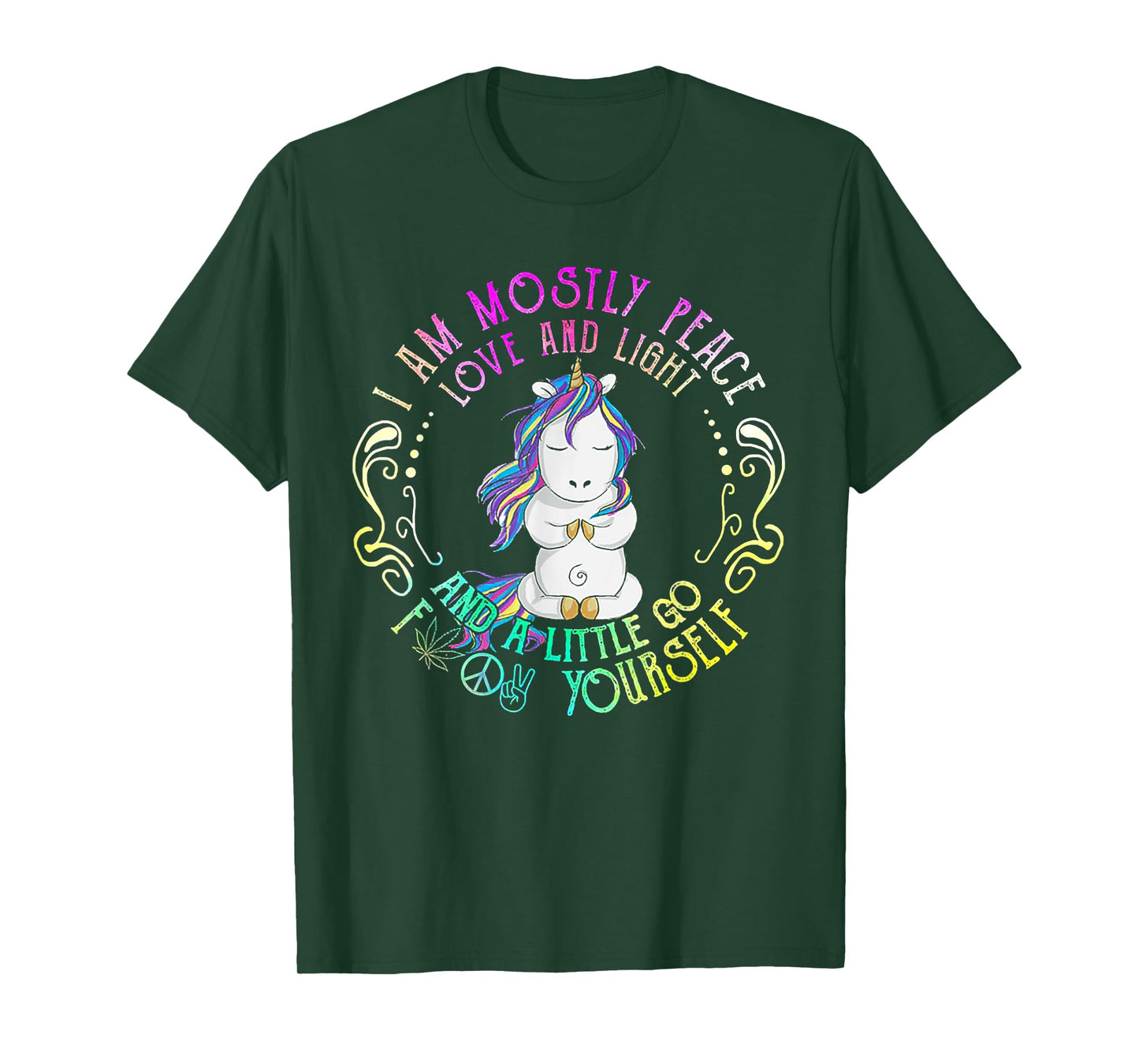 Funny Unicorn I Am Mostly Peace Love And Light T-Shirt
