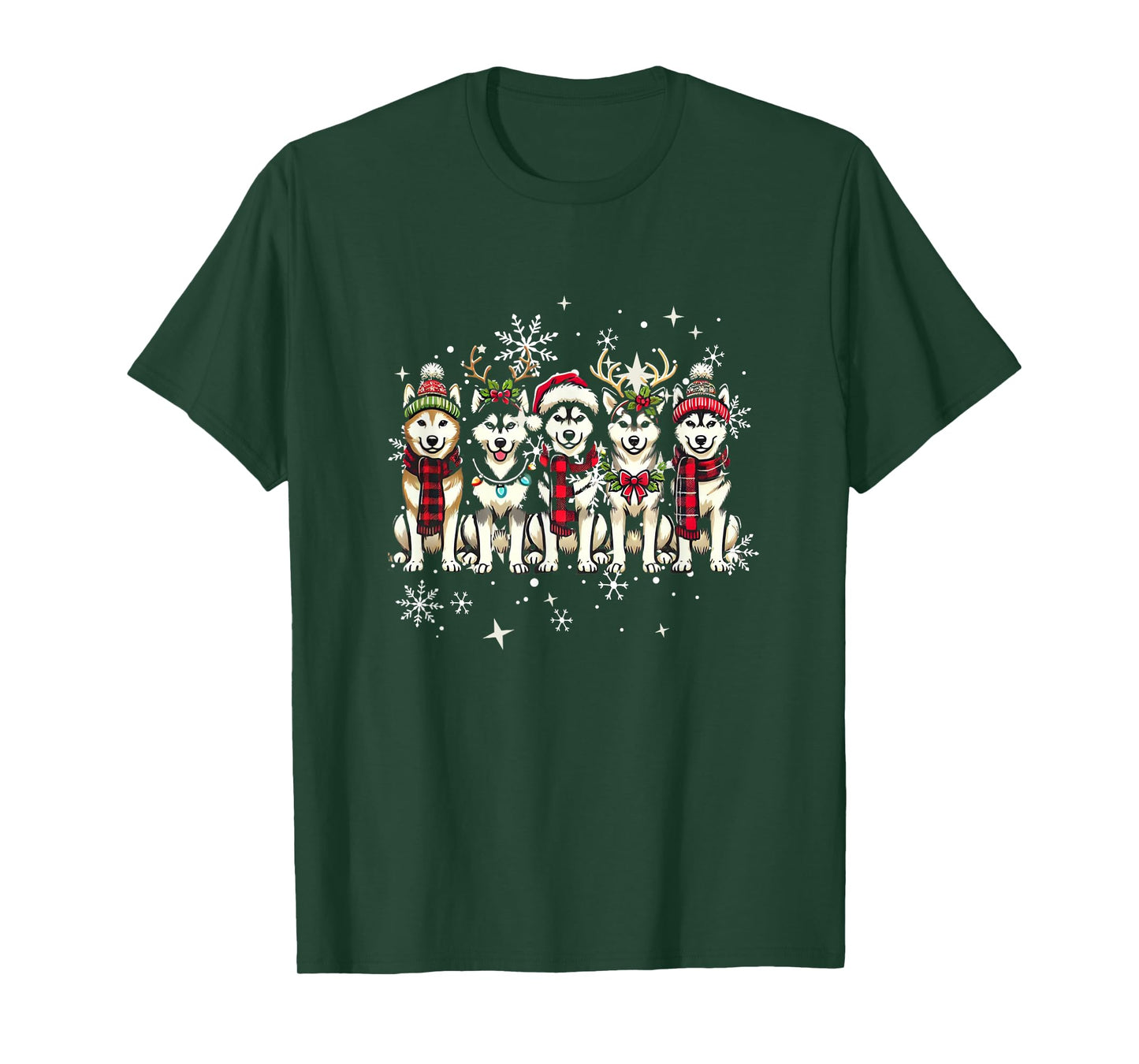 Husky Christmas Santa Hat Xmas Husky Lover T-Shirt