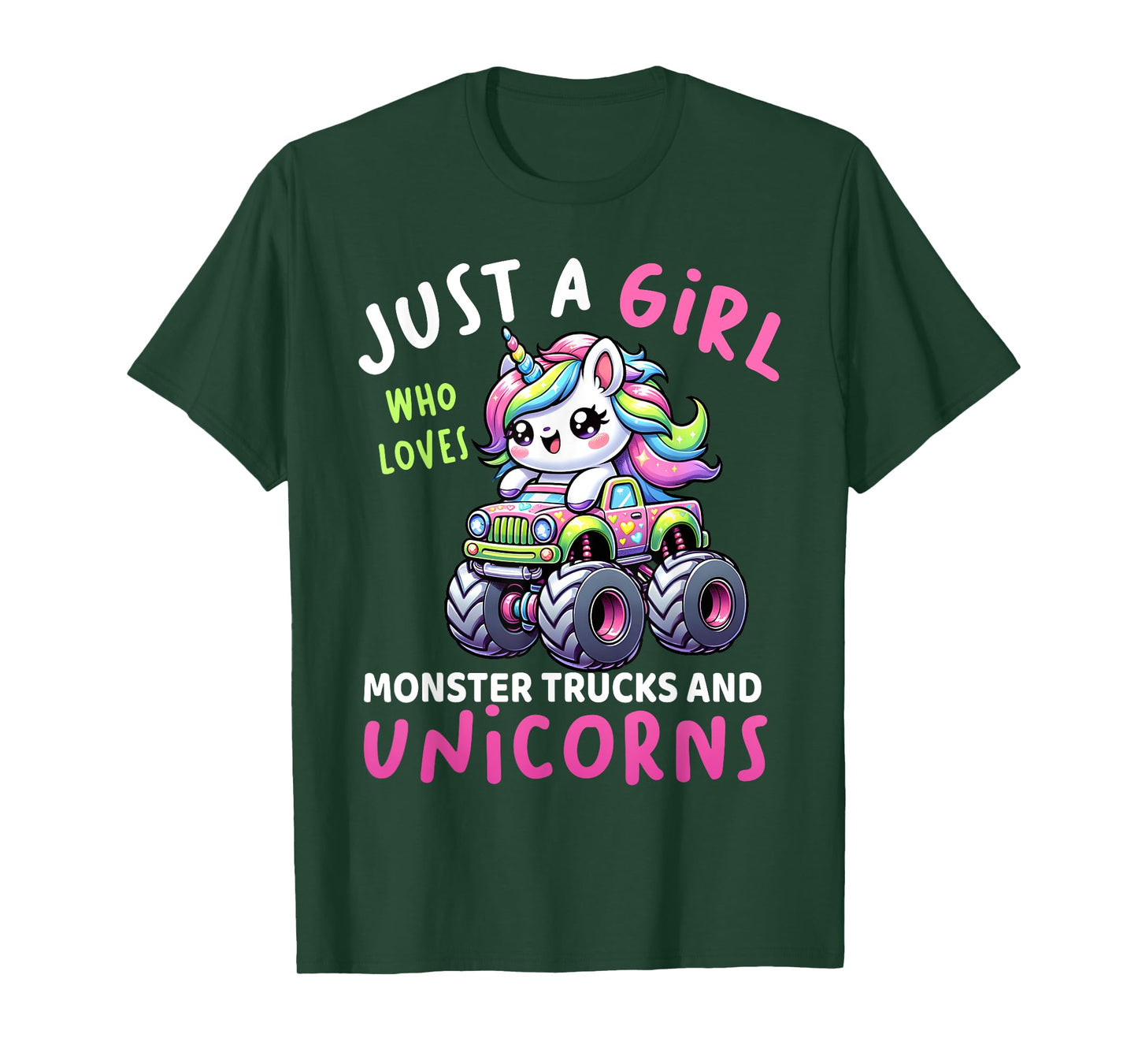 Just A Girl Who Loves Monster Trucks And Unicorns Toddler T-Shirt