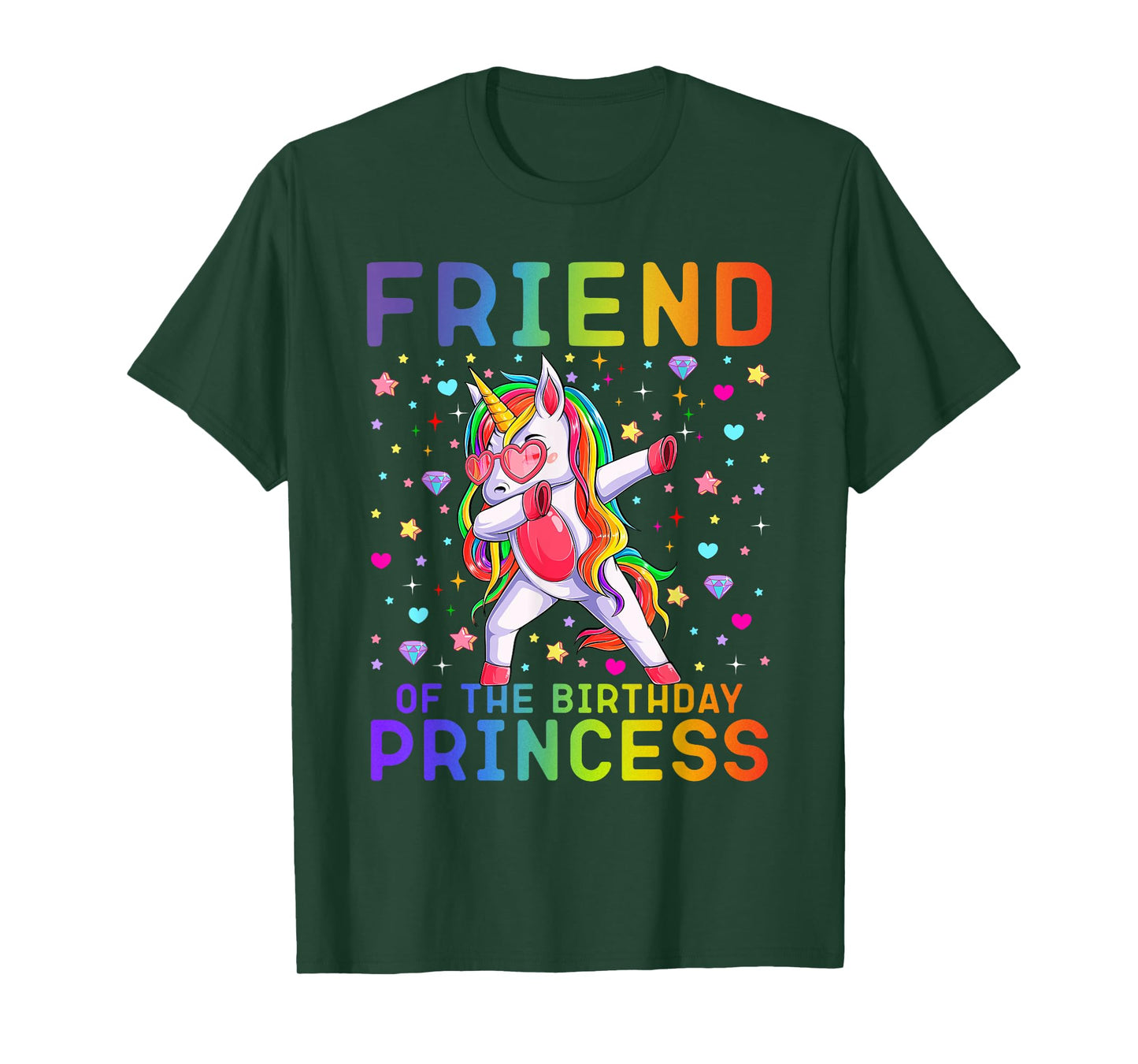 Friend of the Birthday Princess Dabbing Unicorn Rainbow Kids T-Shirt