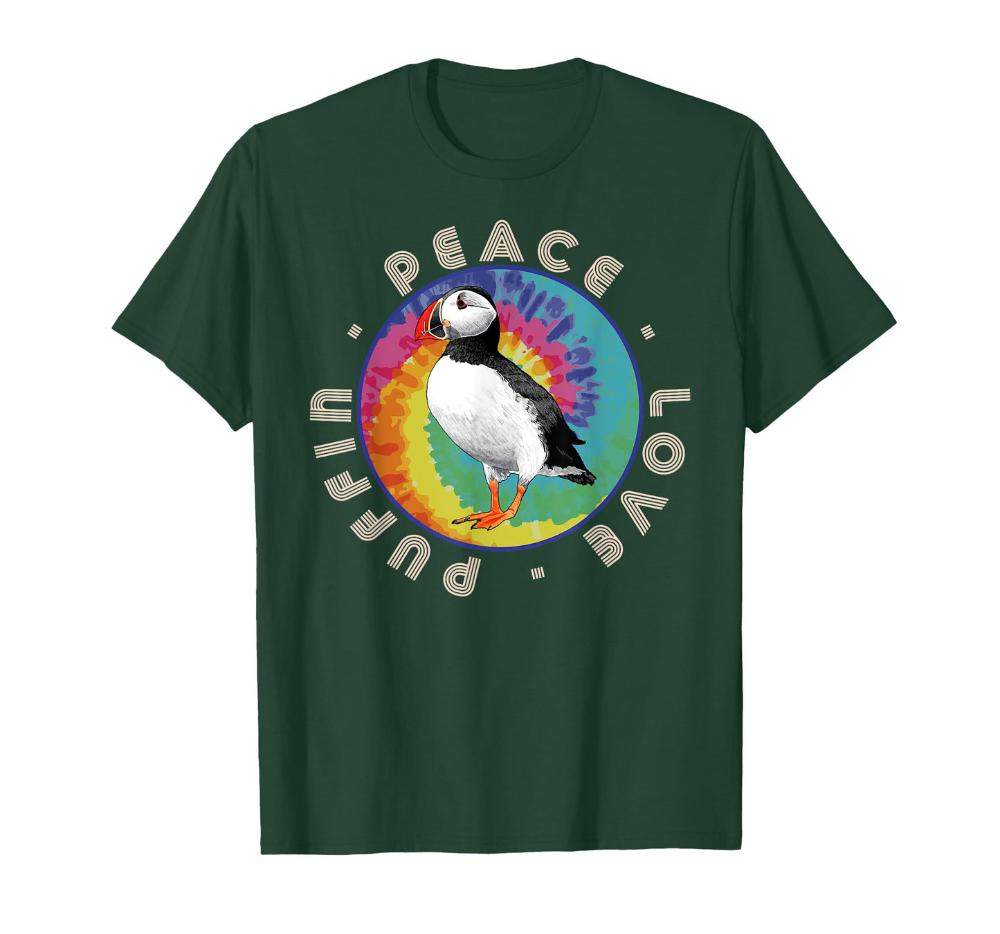 Vintage Retro Style Atlantic Sea Bird Fly Peace Love Puffin T-Shirt