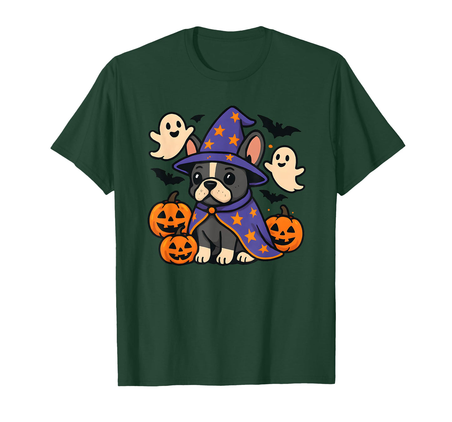 Halloween French Bulldog, Frenchie, Gray, Blue T-Shirt