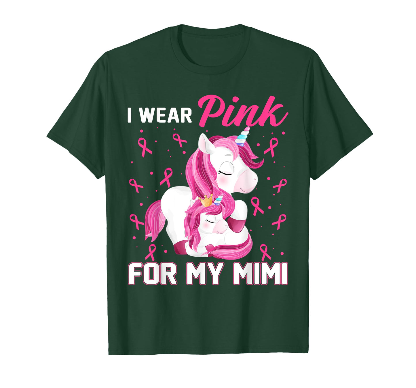 I Wear Pink For My Mimi Breast Cancer Awareness Unicorn T-Shirt