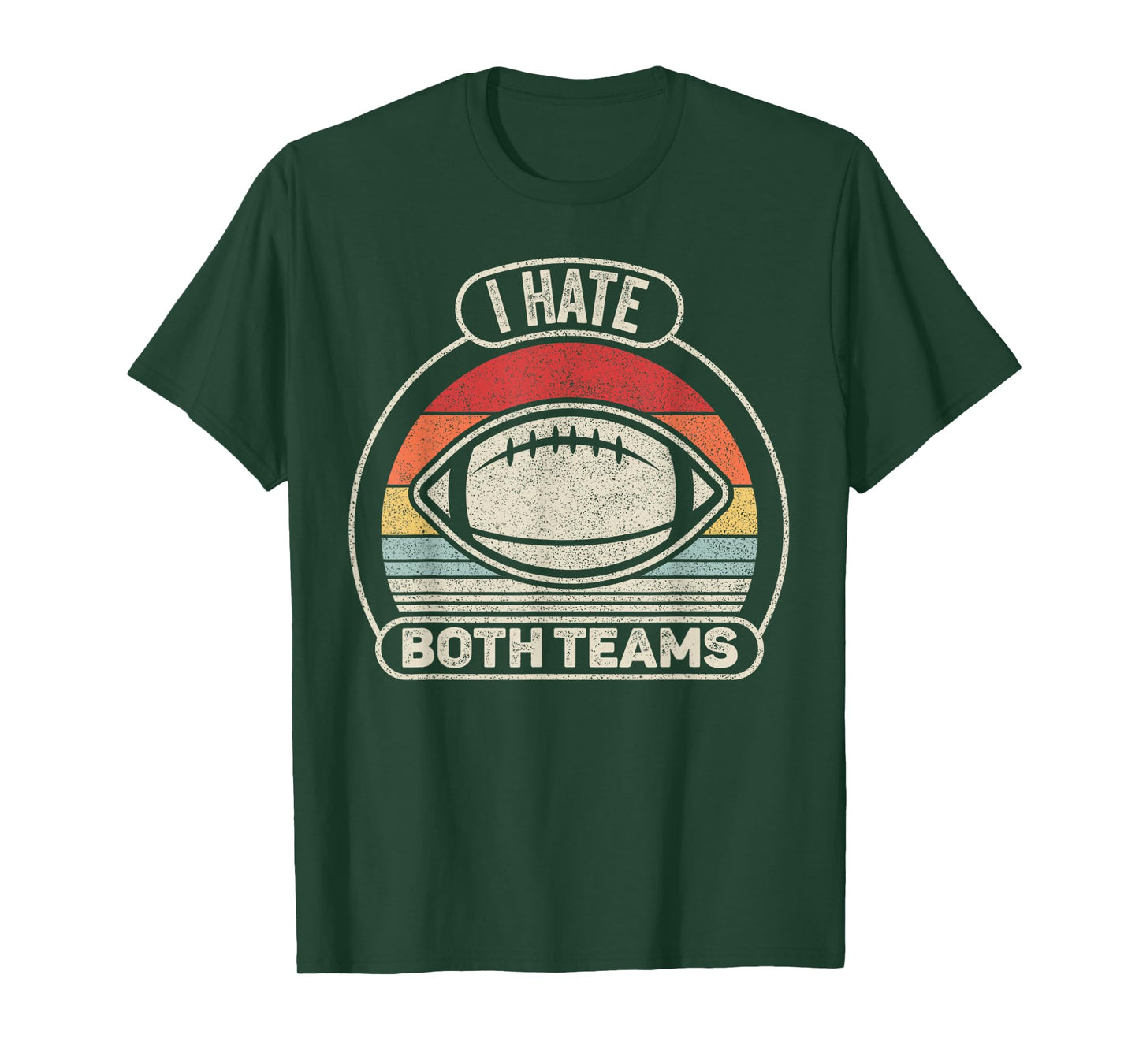 Catch Some Rays Vintage Retro I Hate Both Teams T-Shirt - Black - Small - Unisex-Adults - Short Sleeve - Classic Fit - Crew Neck - Retro Sports T-Shirt
