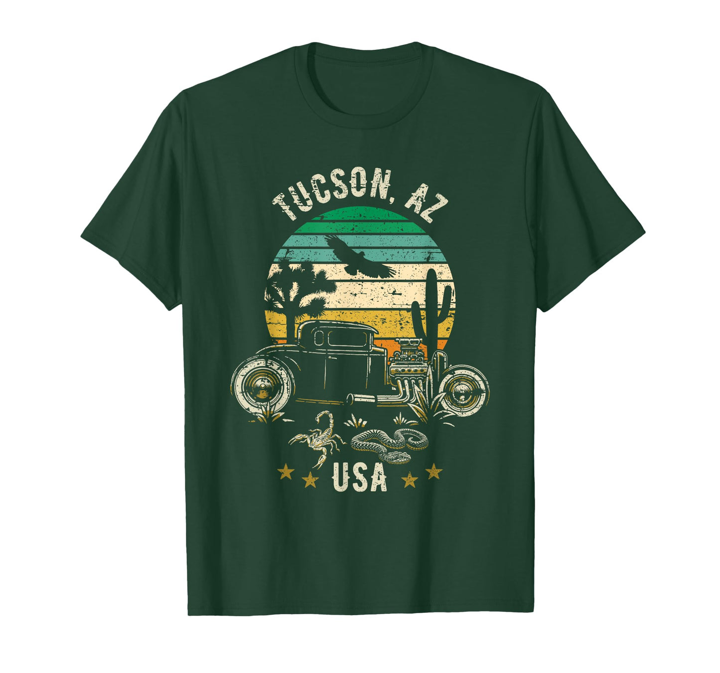 Tucson AZ USA Hotrod Retro Desert Sunset Style Design T-Shirt