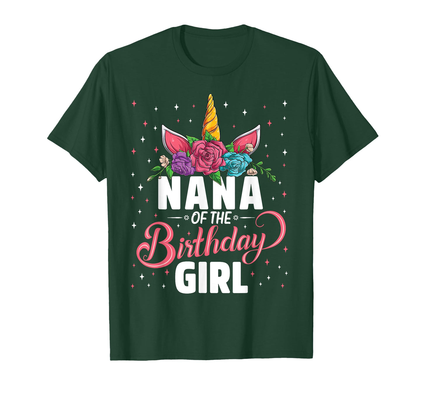 Nana Of The Birthday Girl Unicorn Girls Family Matching T-Shirt