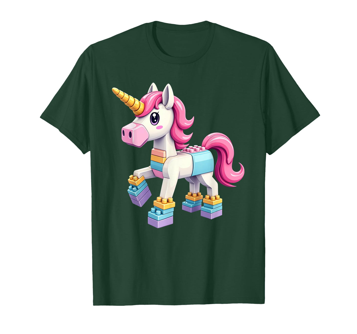 Block Building Unicorn Lover Master Builder Bricks T-Shirt