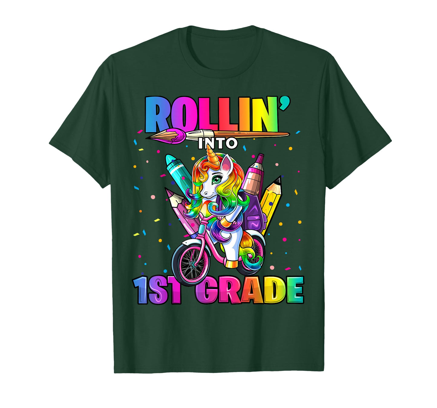 1st Grade Unicorn Back to School First Day of School Girls T-Shirt