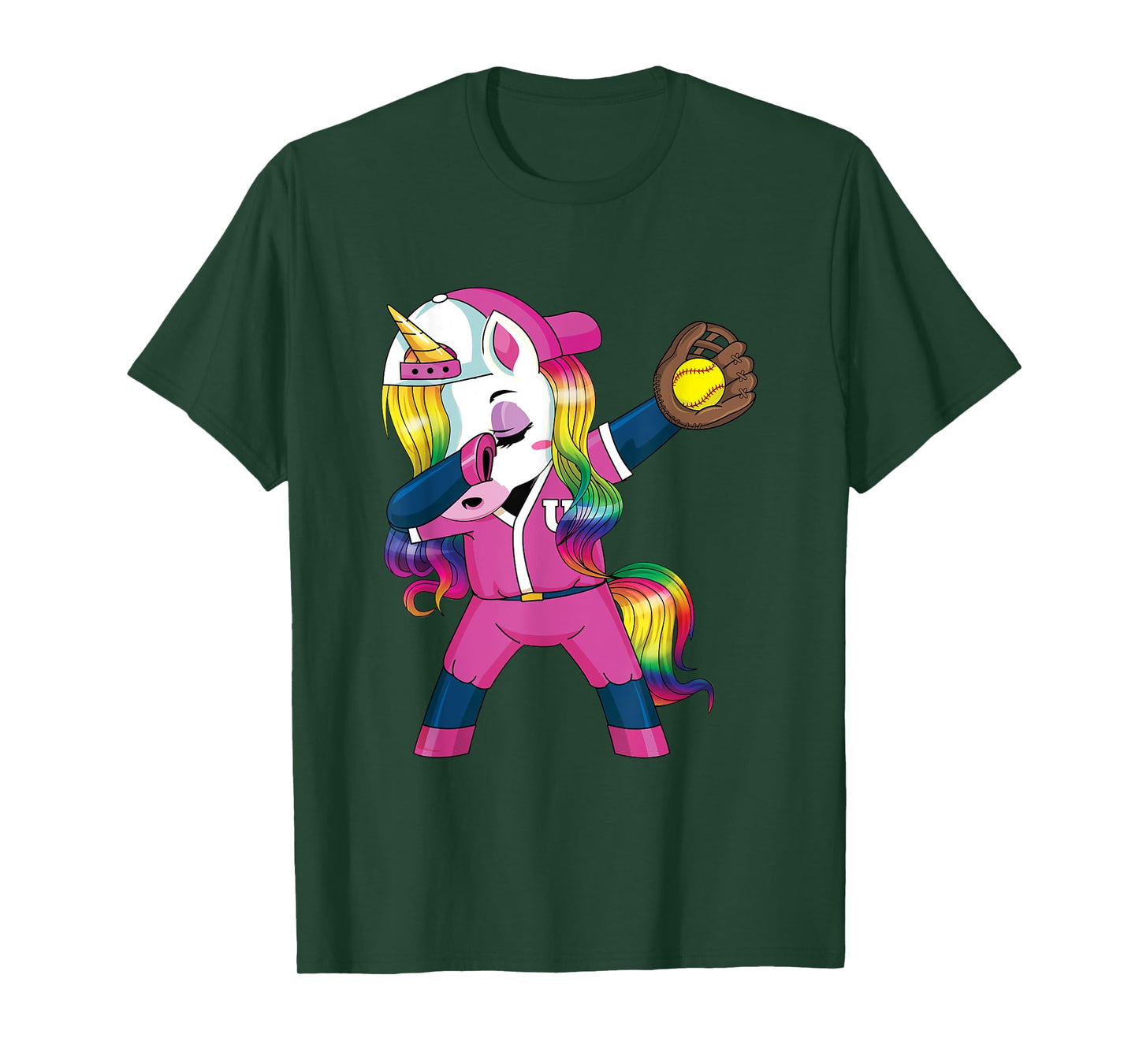 Dabbing Unicorn Softball Gift Girls Women T-Shirt