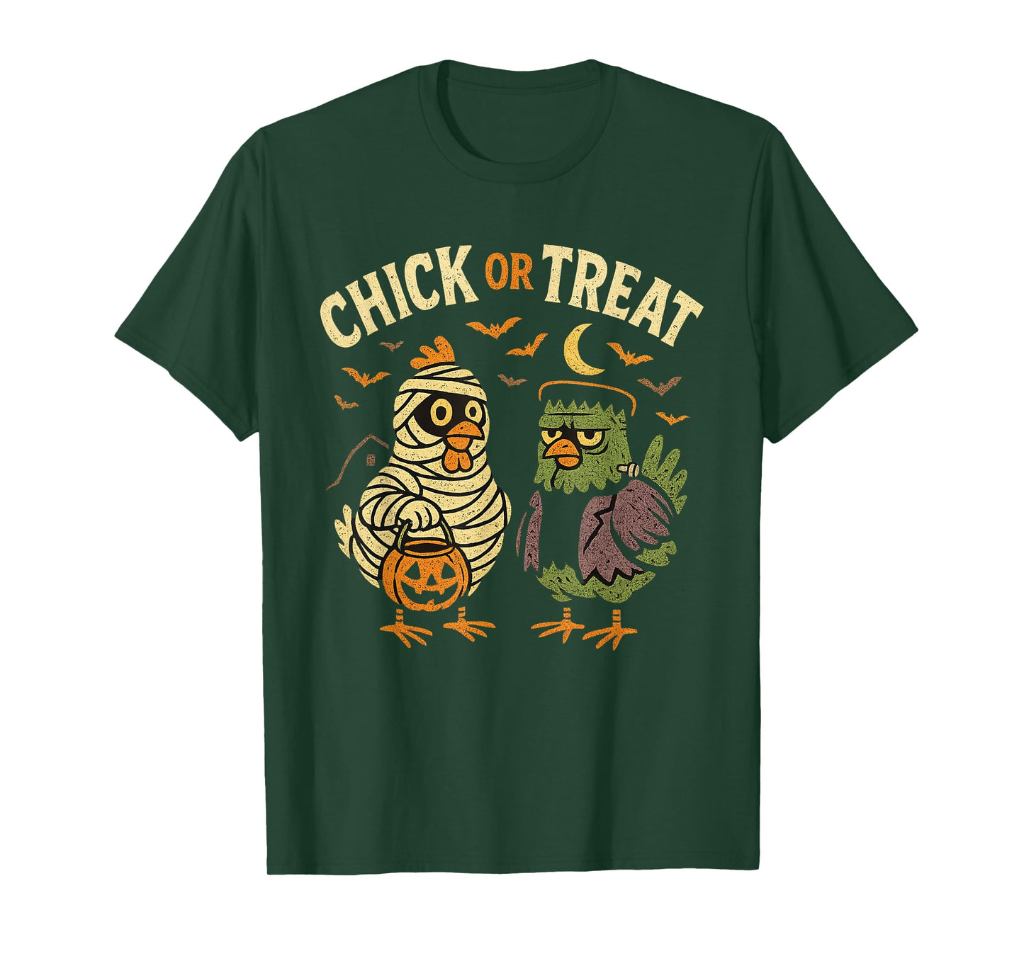 Chick or Treat Shirt Chicken Halloween Shirt Distressed T-Shirt