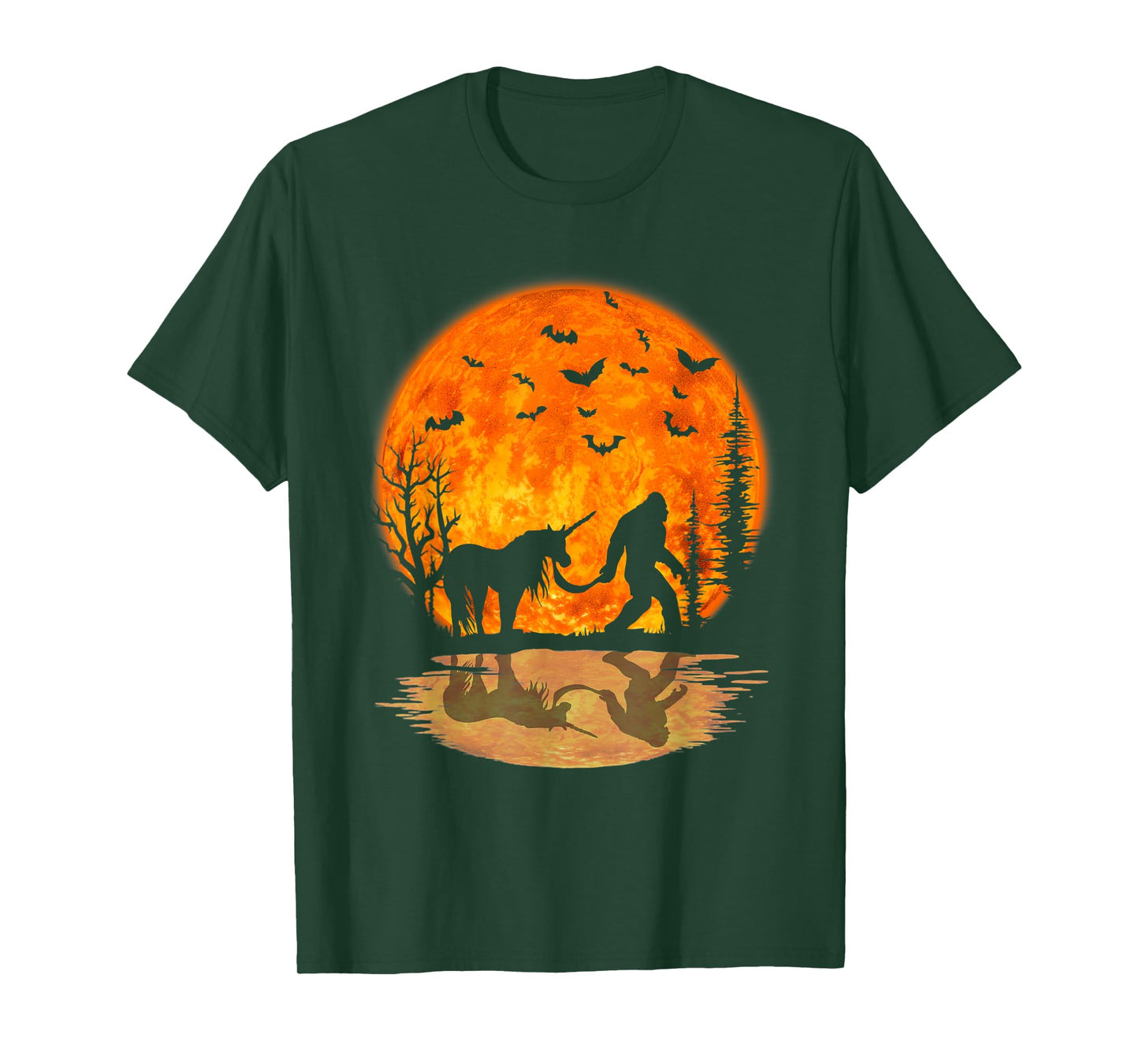 Bigfoot Walking Unicorn Funny Sasquatch Unicorn Halloween T-Shirt