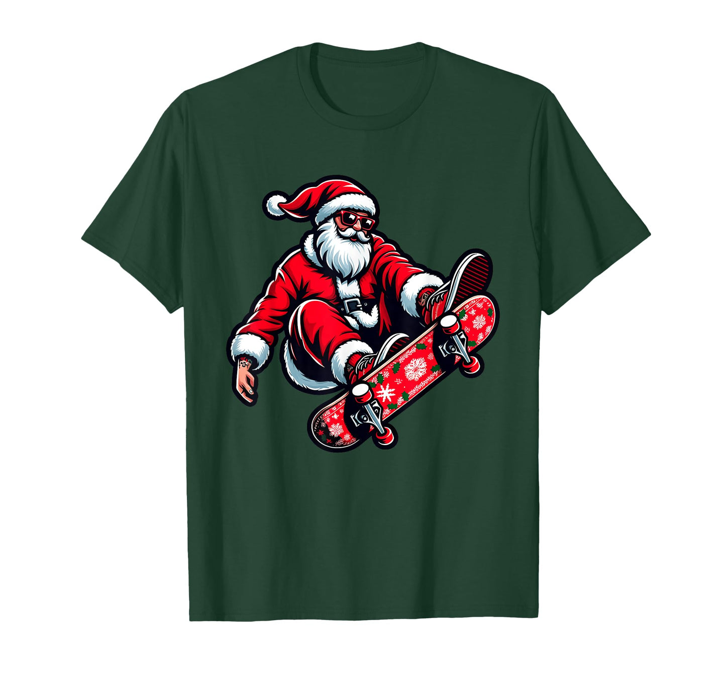Santa Riding Skateboard Xmas Pajama Christmas Toddler Kids T-Shirt
