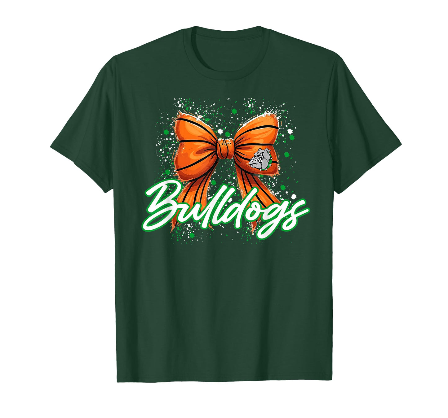 Green Bulldogs Basketball Coquette Bow Sports Bulldog Mascot T-Shirt