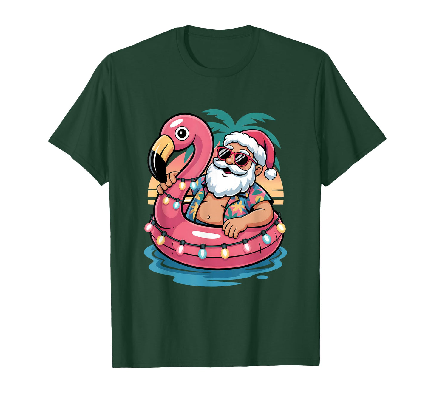 Christmas In July Shirt Boys Kids Santa Flamingo Summer Xmas T-Shirt