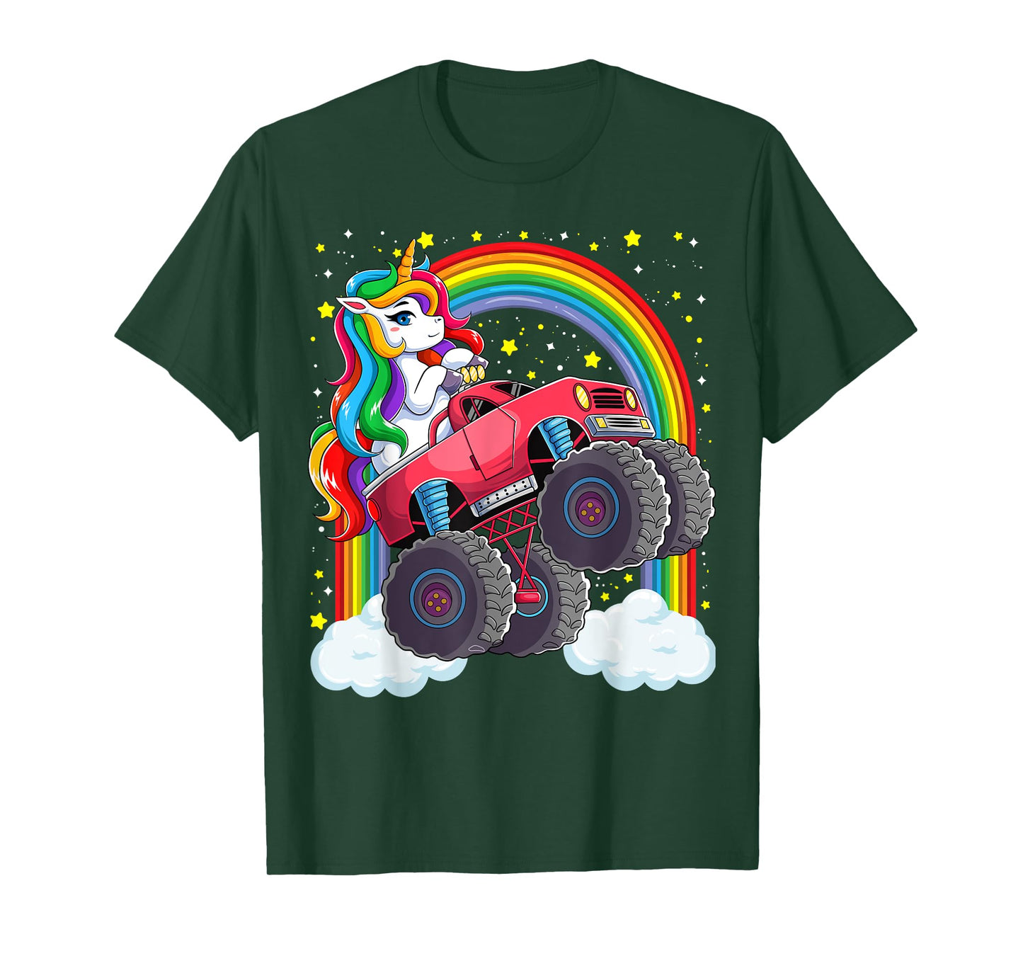 Cute Monster Truck Unicorn Magical Rainbow Kids Girls Party T-Shirt