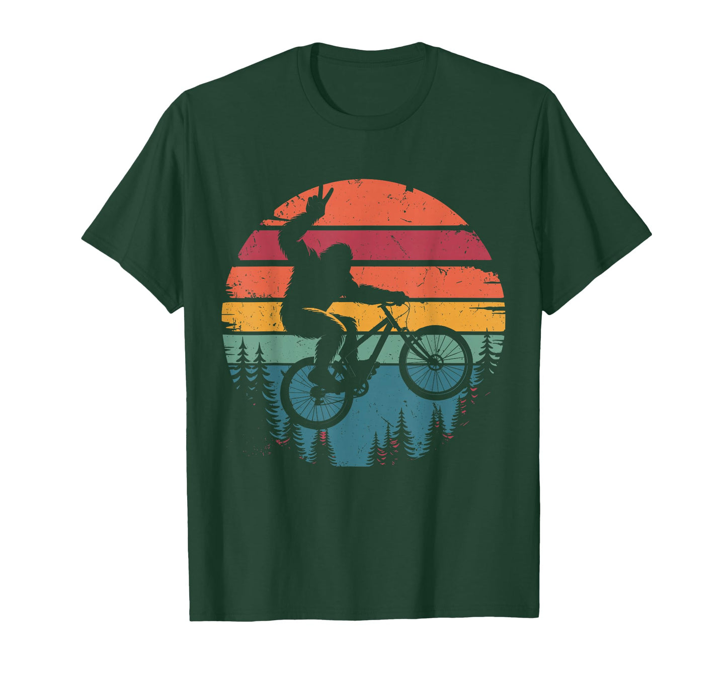 Retro Vintage Bigfoot Mountain Bike Funny Sasquatch Biking T-Shirt