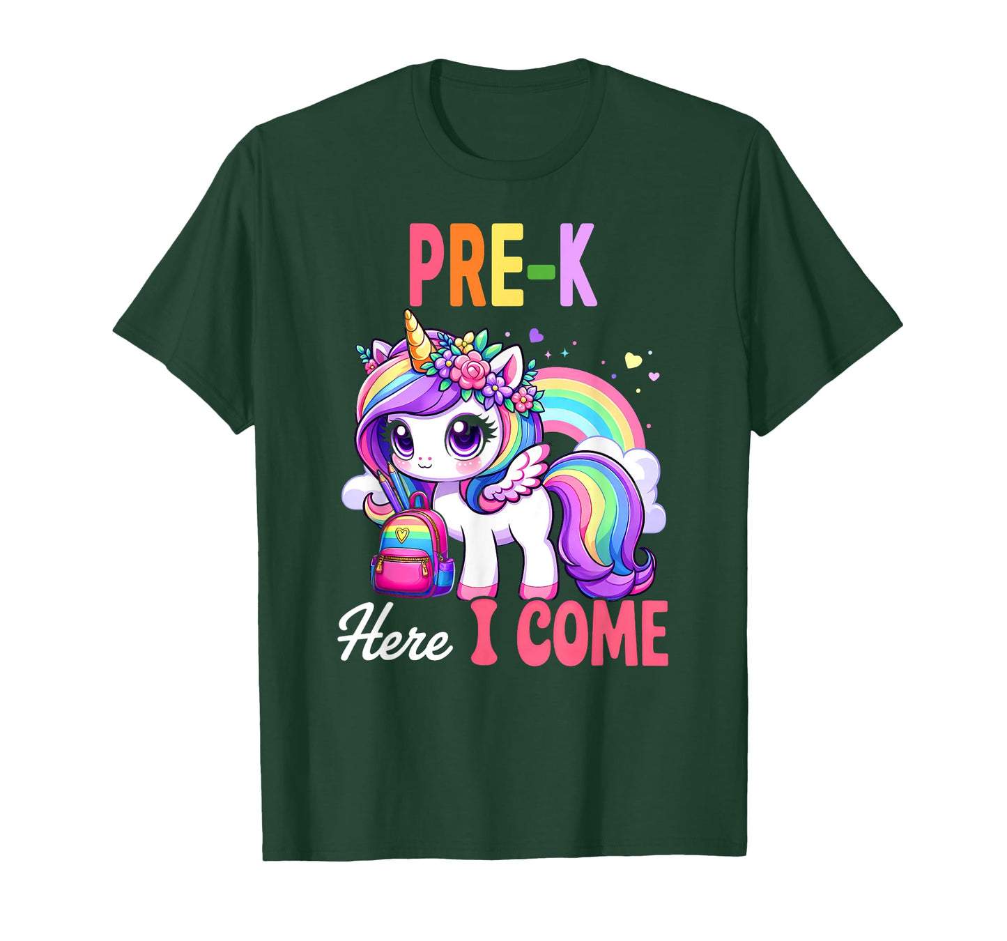 Pre-K Here I Come Unicorn Girls First Day Back To School T-Shirt