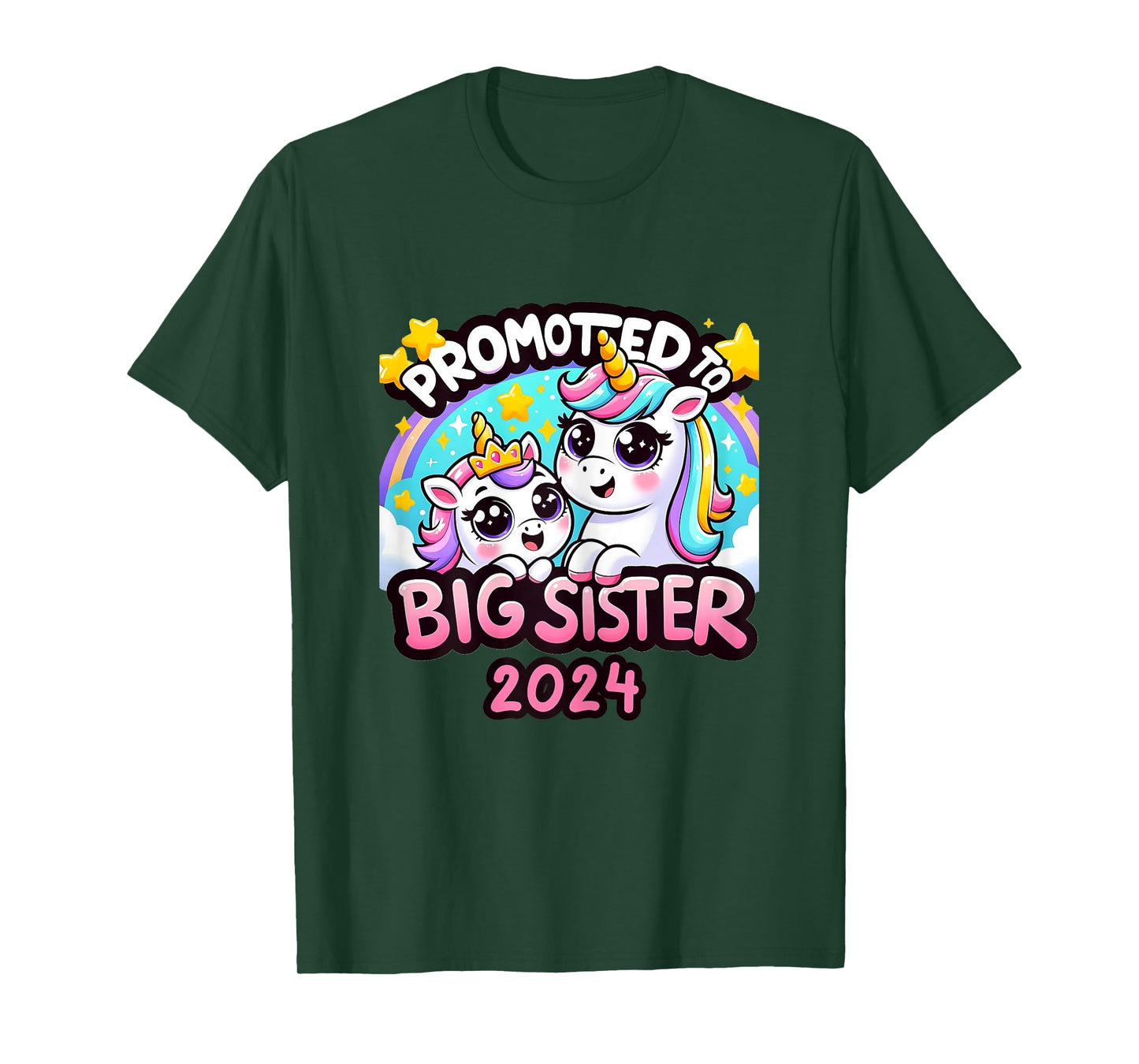 Promoted to Big Sister 2024 Unicorn Big Sis For Kids T-Shirt