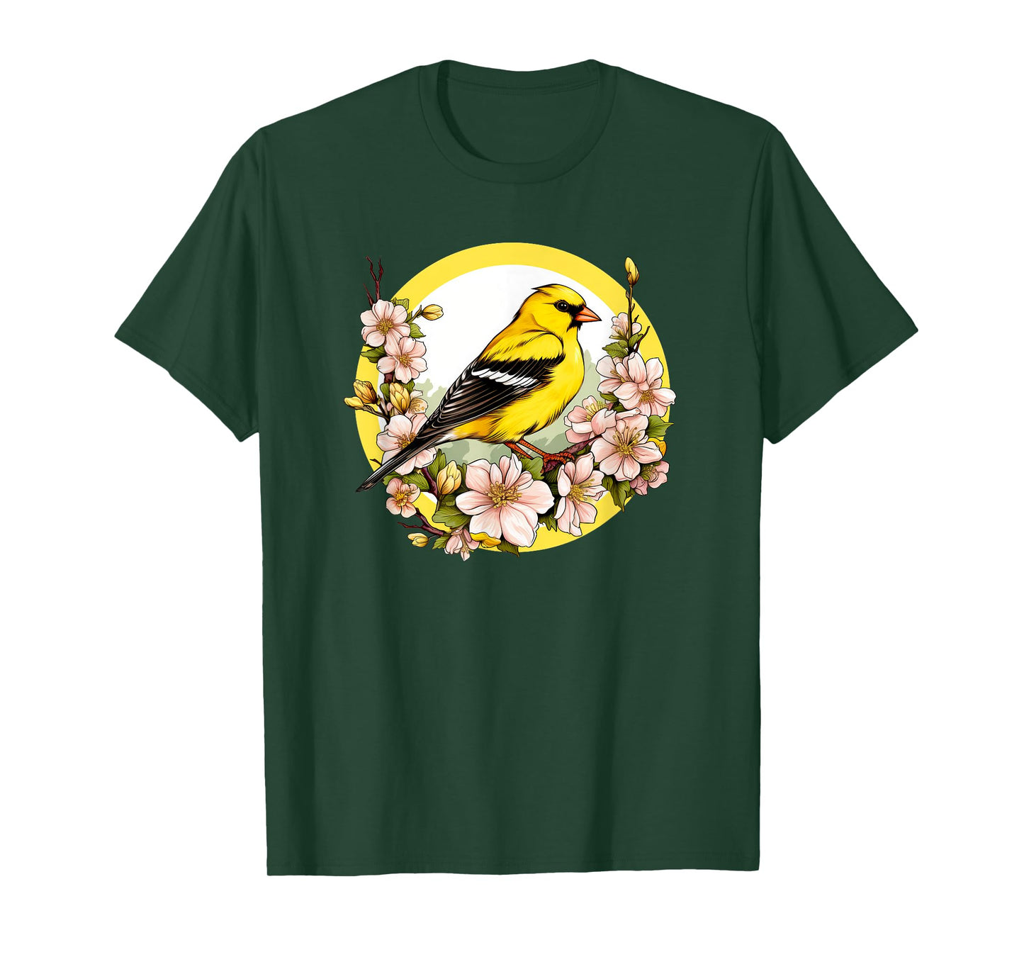 Cute Yellow Goldfinch Floral American GoldFinch T-Shirt