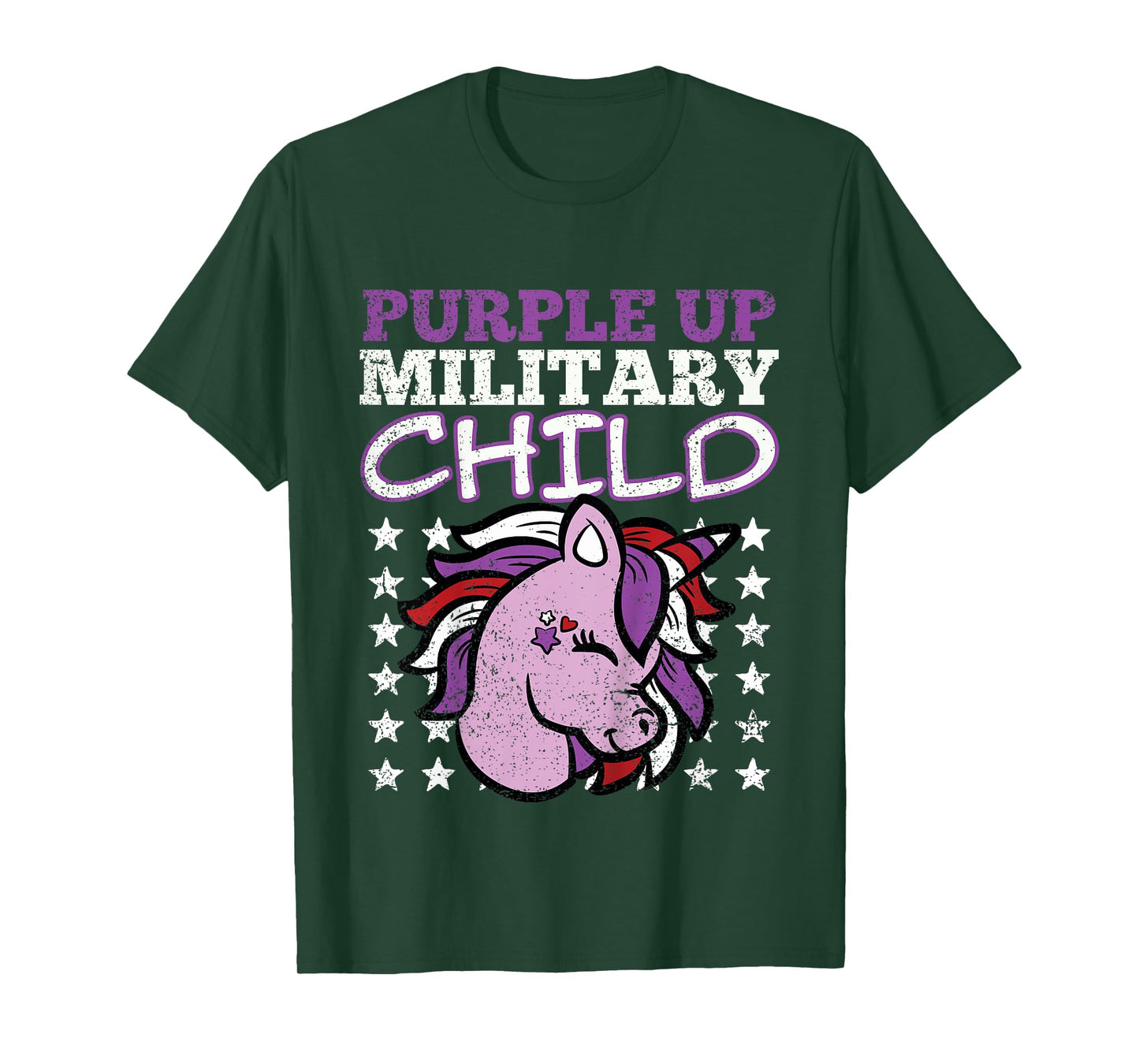 Purple Up Military Child Unicorn Army Soldier Girls Kids T-Shirt