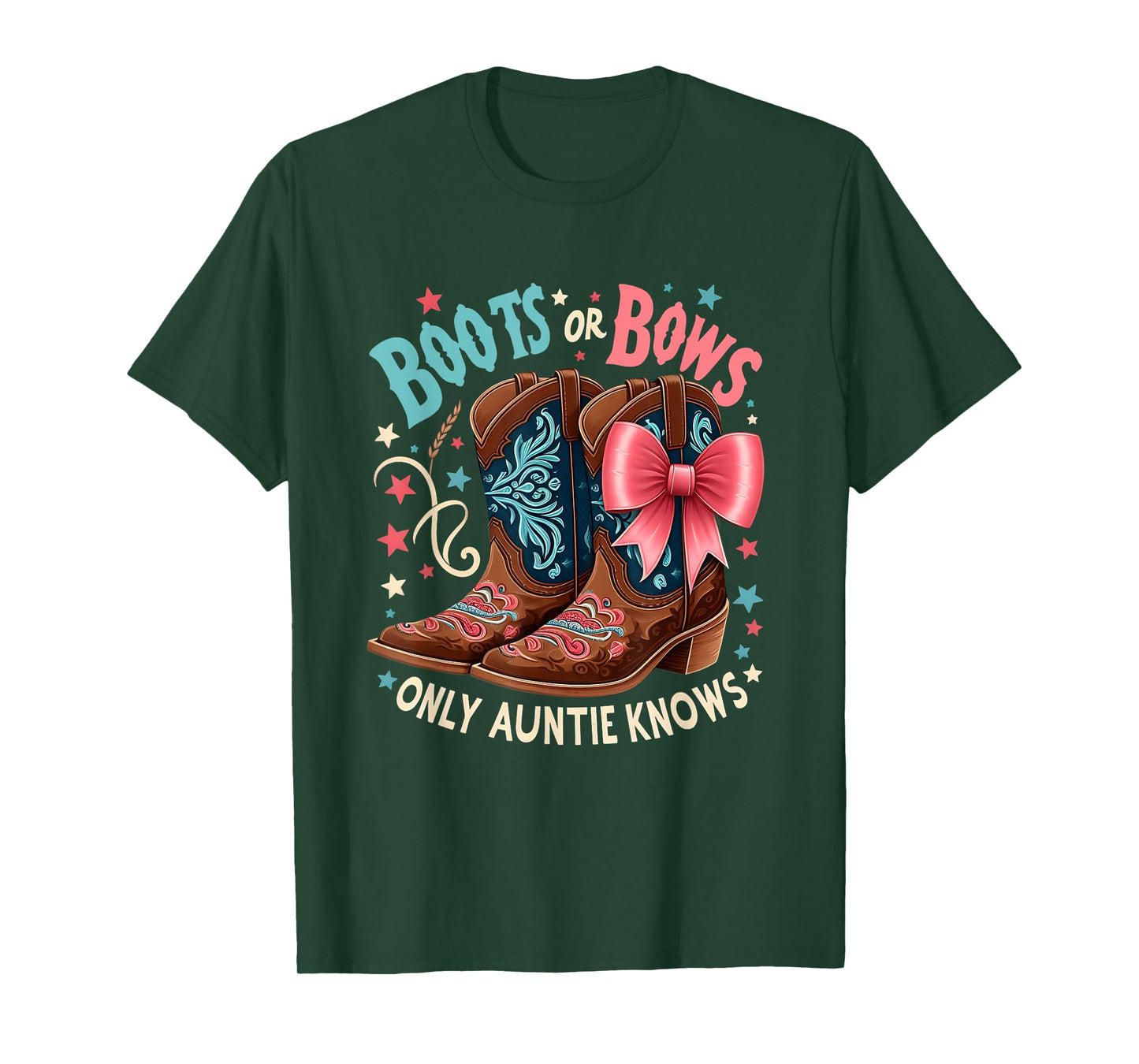 Boots Or Bows Only Auntie Knows Aunt Baby Announcement T-Shirt