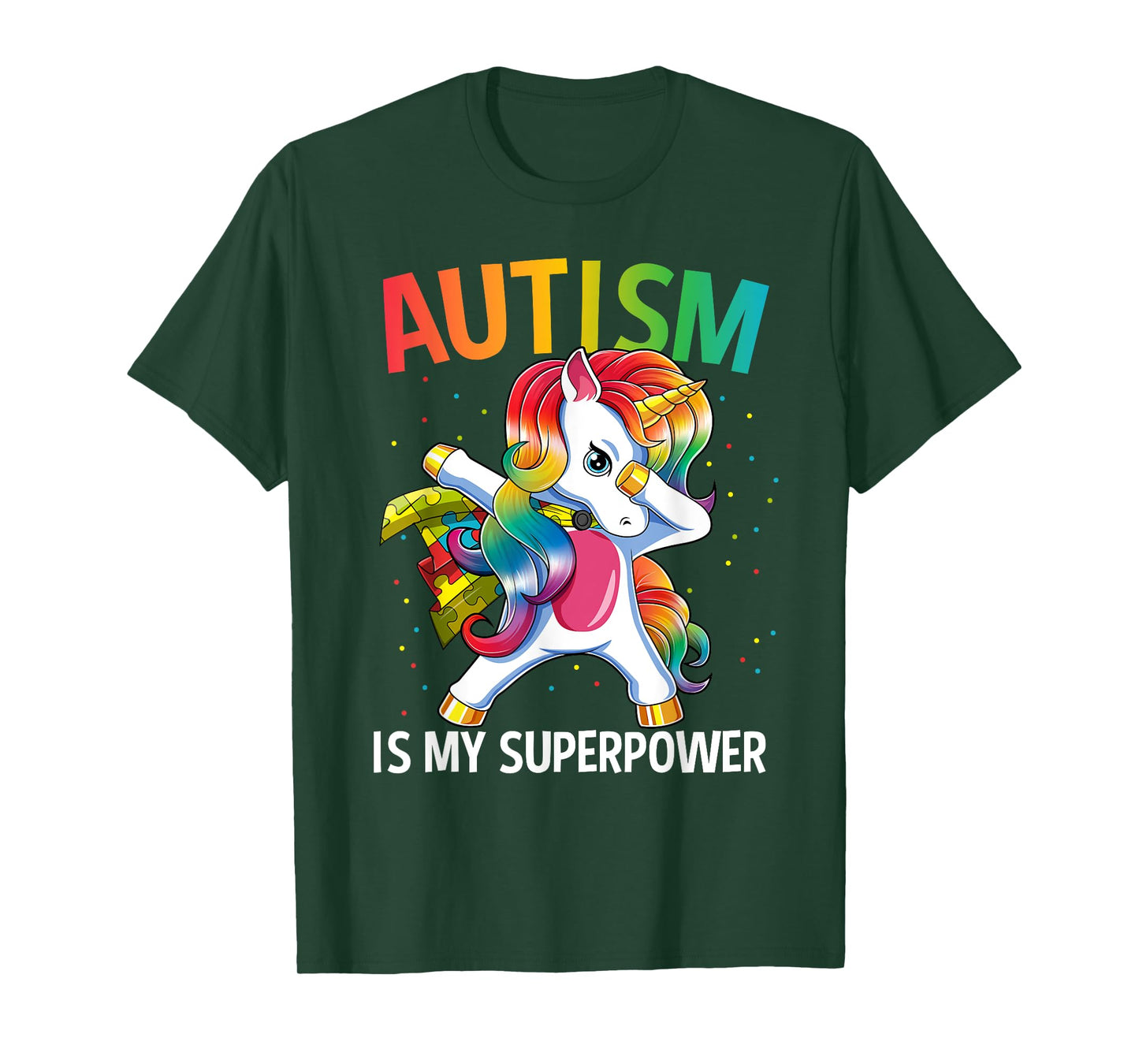 Autism Is My Superpower Dabbing Unicorn T-Shirt