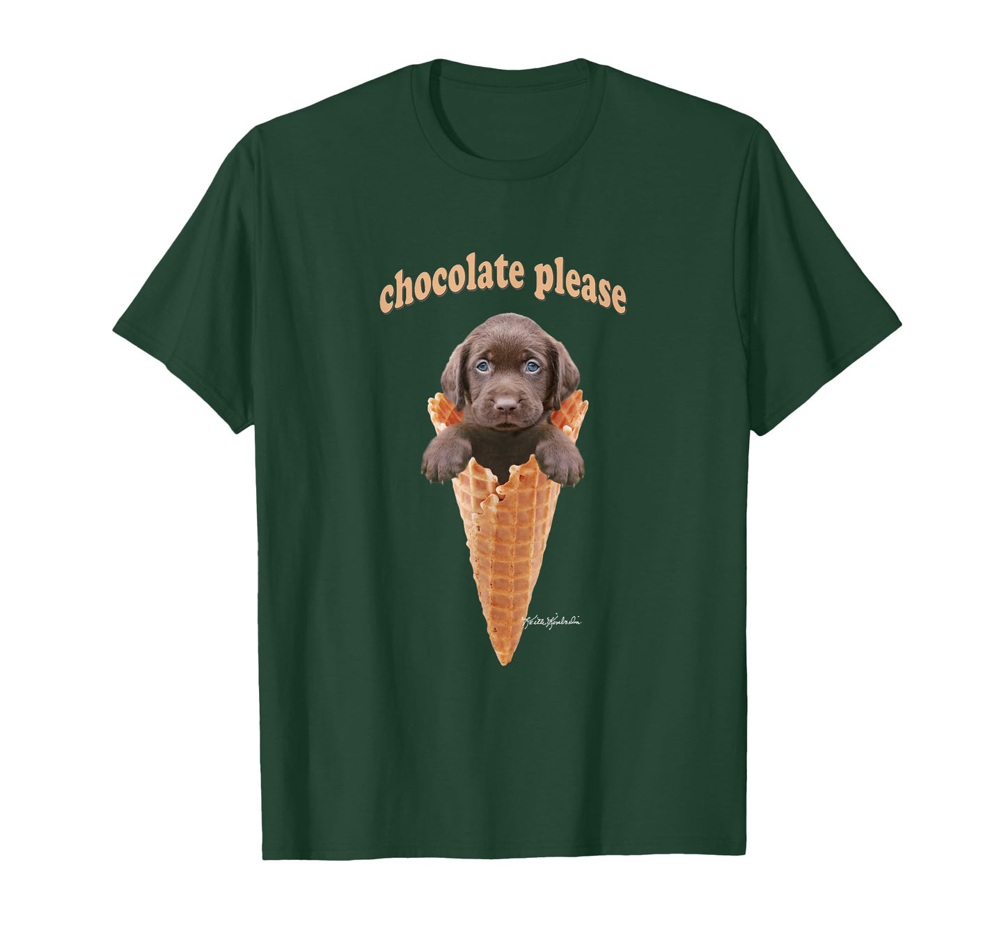 Chocolate Lab Waffle Cone Ice Cream T-Shirt Cute Puppy Tee T-Shirt